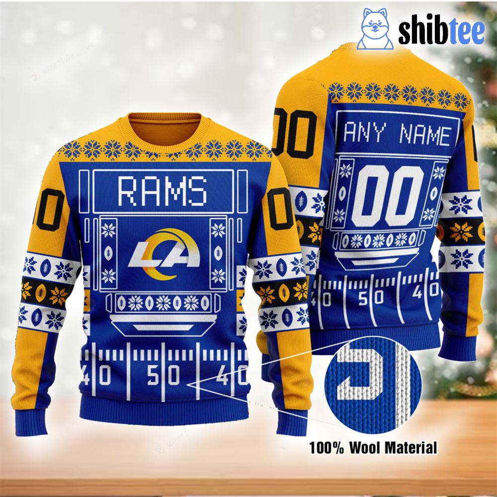 Los Angeles Rams Nfl Custom Name Number Ugly Christmas Sweater - Shibtee  Clothing