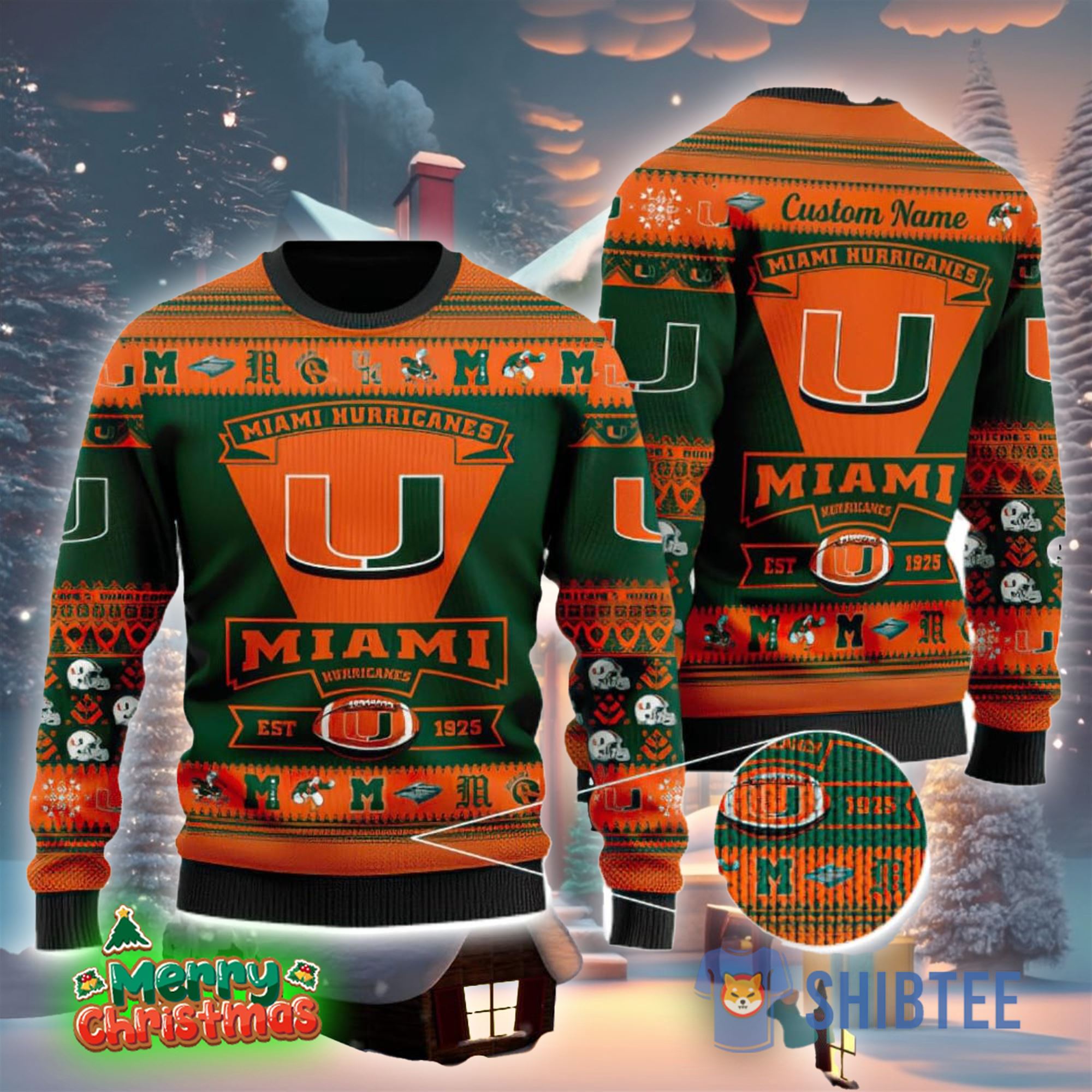 Miami Marlins Logo Custom Name For Football Fans Ugly Christmas Sweater  Christmas Gift - Shibtee Clothing