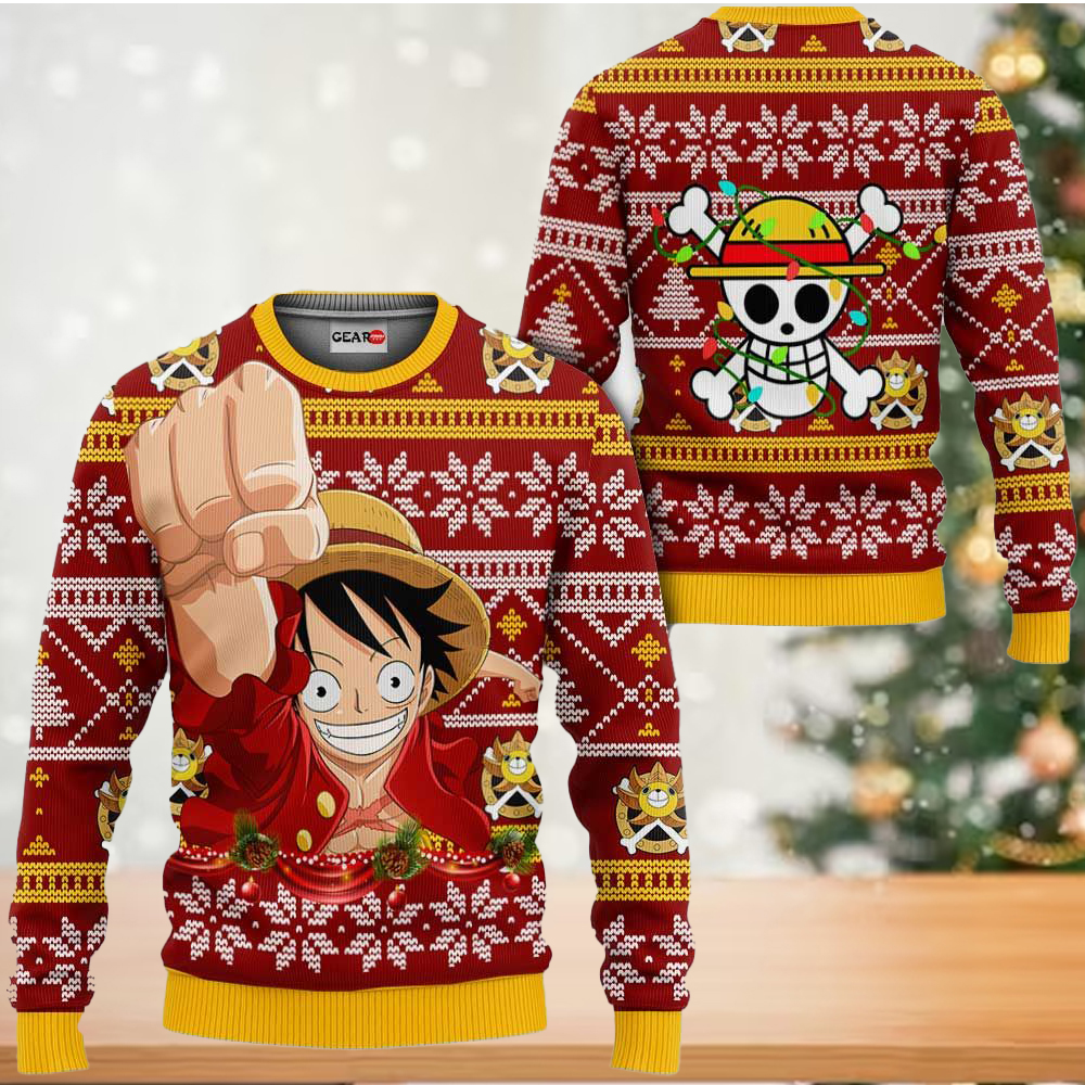 One Piece Luffy Gear 5 Ugly Christmas Sweater Xmas Gift