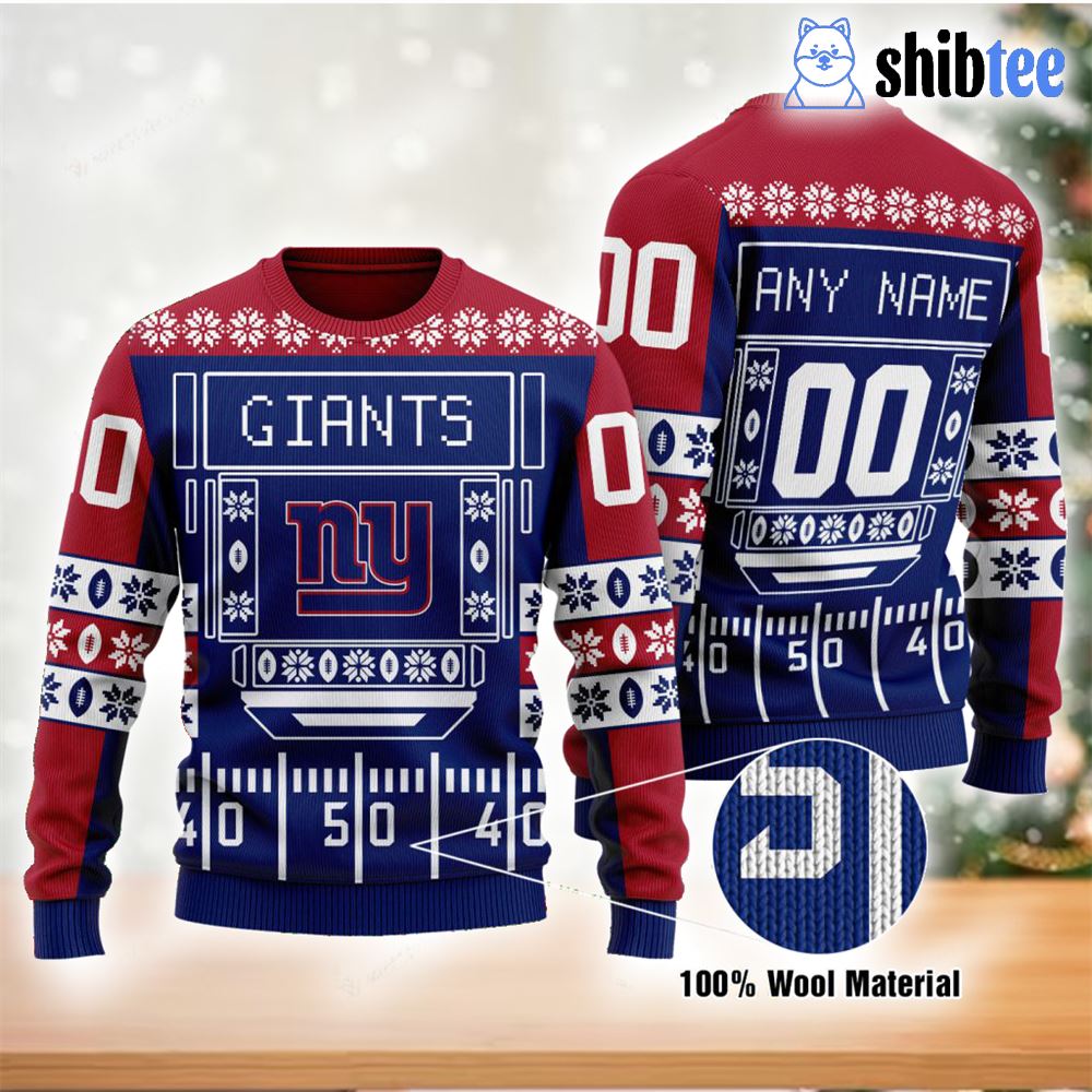 Ny Giants Nfl Custom Name Number Ugly Christmas Sweater - Shibtee Clothing