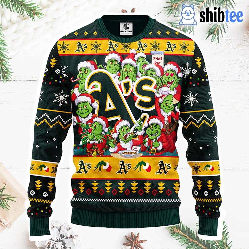 Oakland Athletics 12 Grinch Xmas Day Christmas Ugly Sweater - Shibtee  Clothing