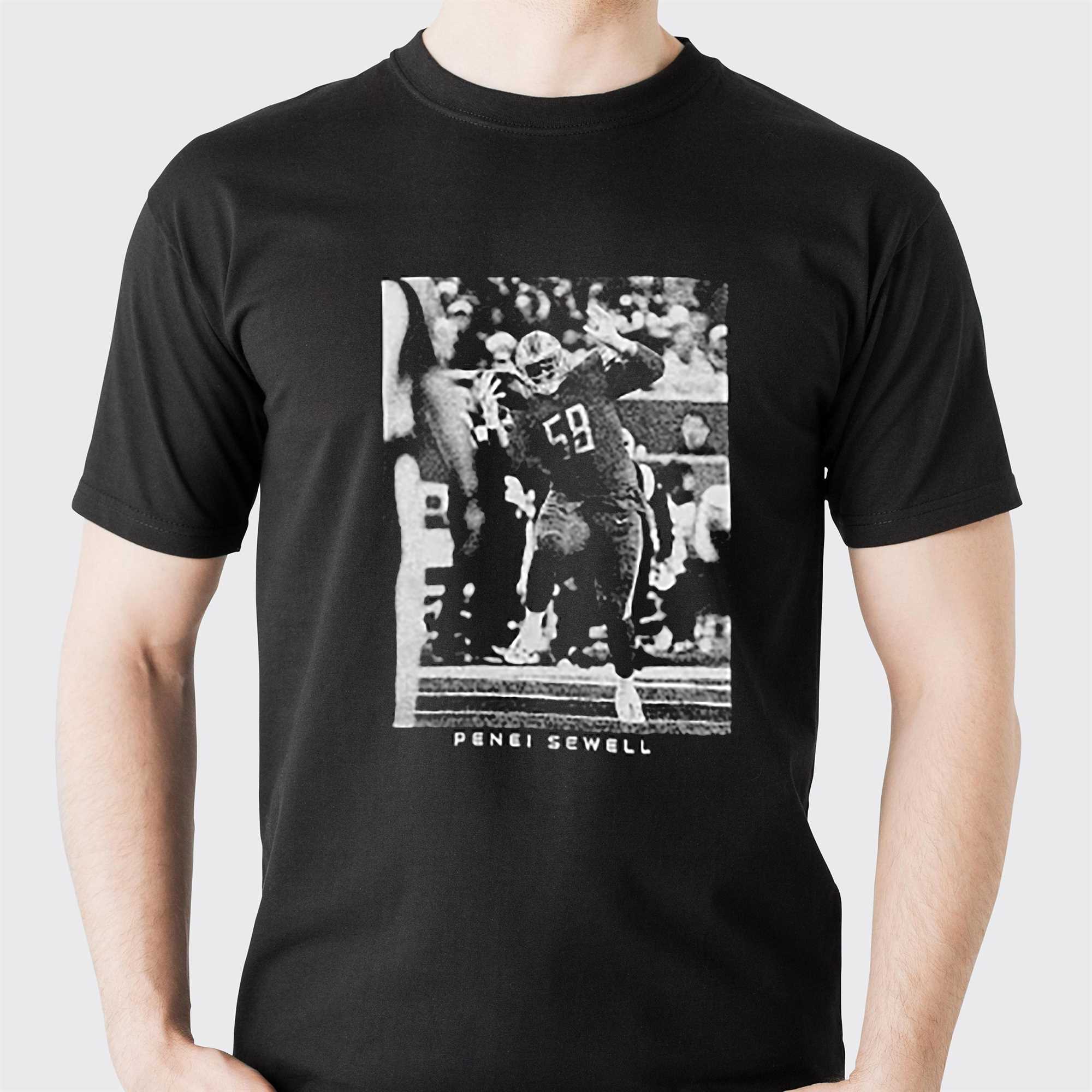 Penei Sewell Detroit Lions Men's Black Name & Number Logo T-Shirt 