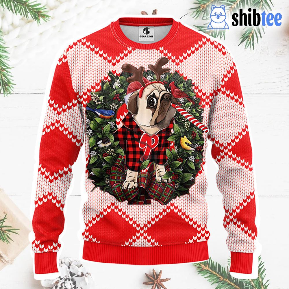 Philadelphia Phillies Pub Dog Christmas Ugly Sweater - Shibtee Clothing