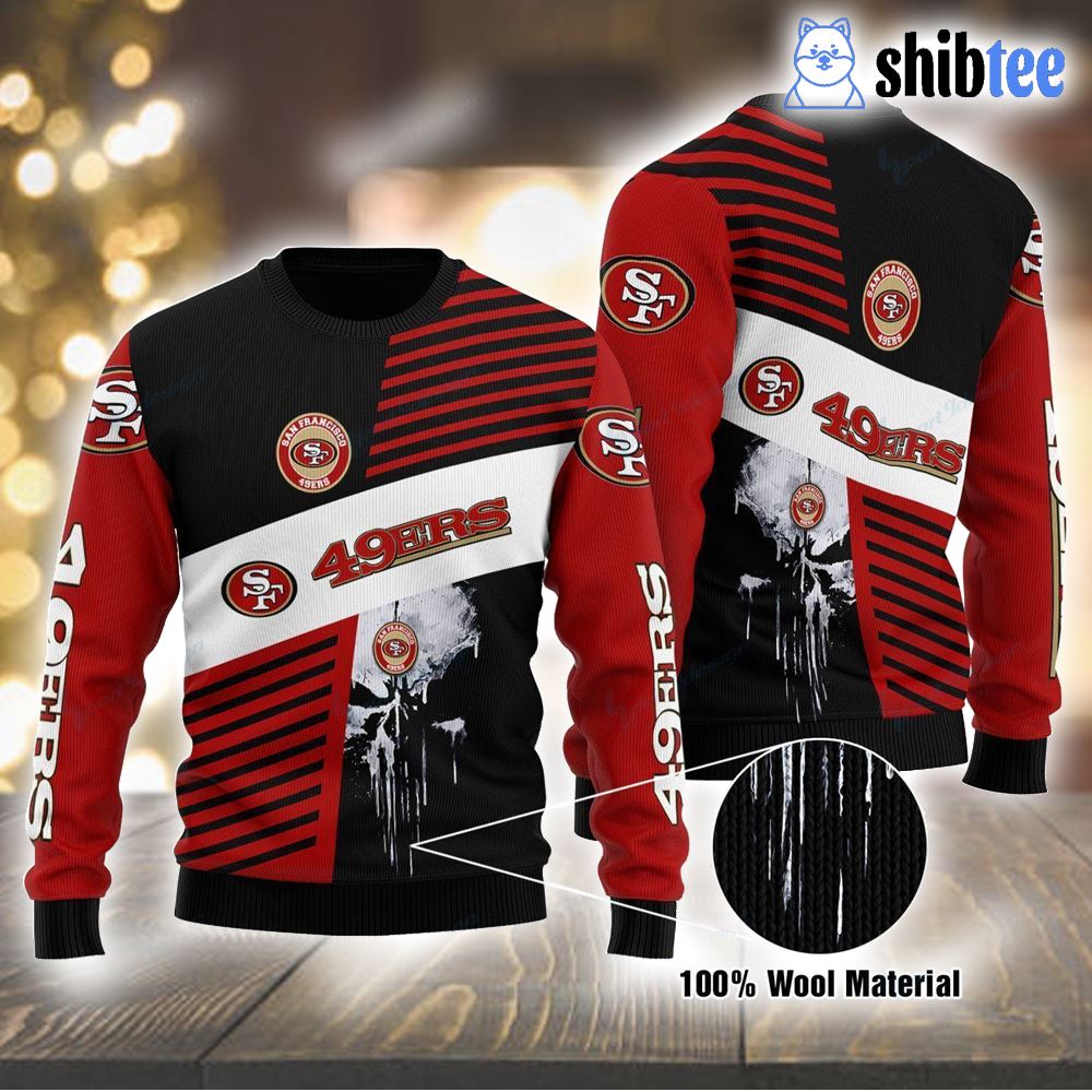 Christmas Gift San Francisco 49ers Skull Pattern 3D Ugly Christmas Sweater  For Men And Women