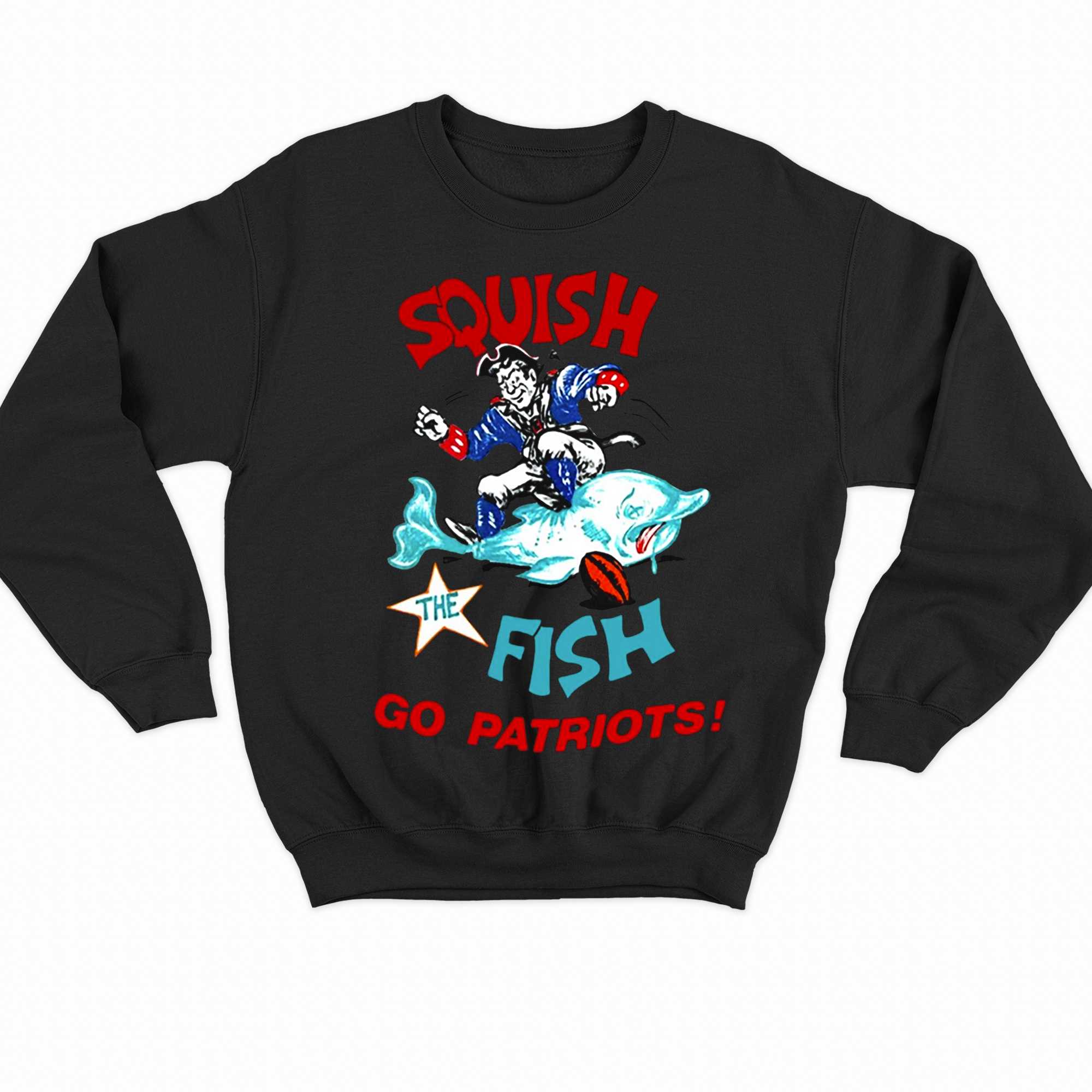 Patriots and dolphins squish the fish ringer logo shirt, hoodie, sweater,  long sleeve and tank top