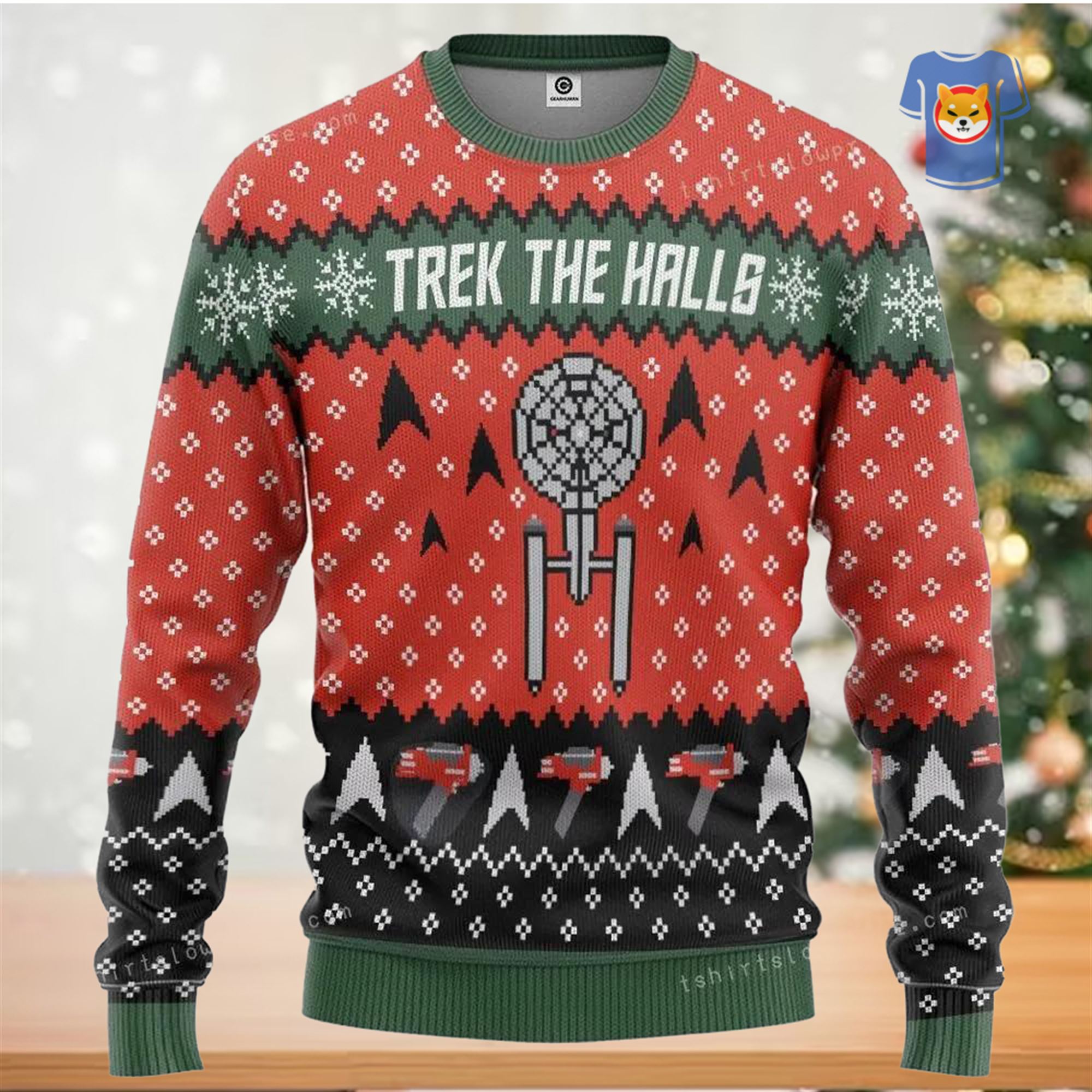 Star Trek Trek The Halls Red Ugly Christmas Sweater Party 