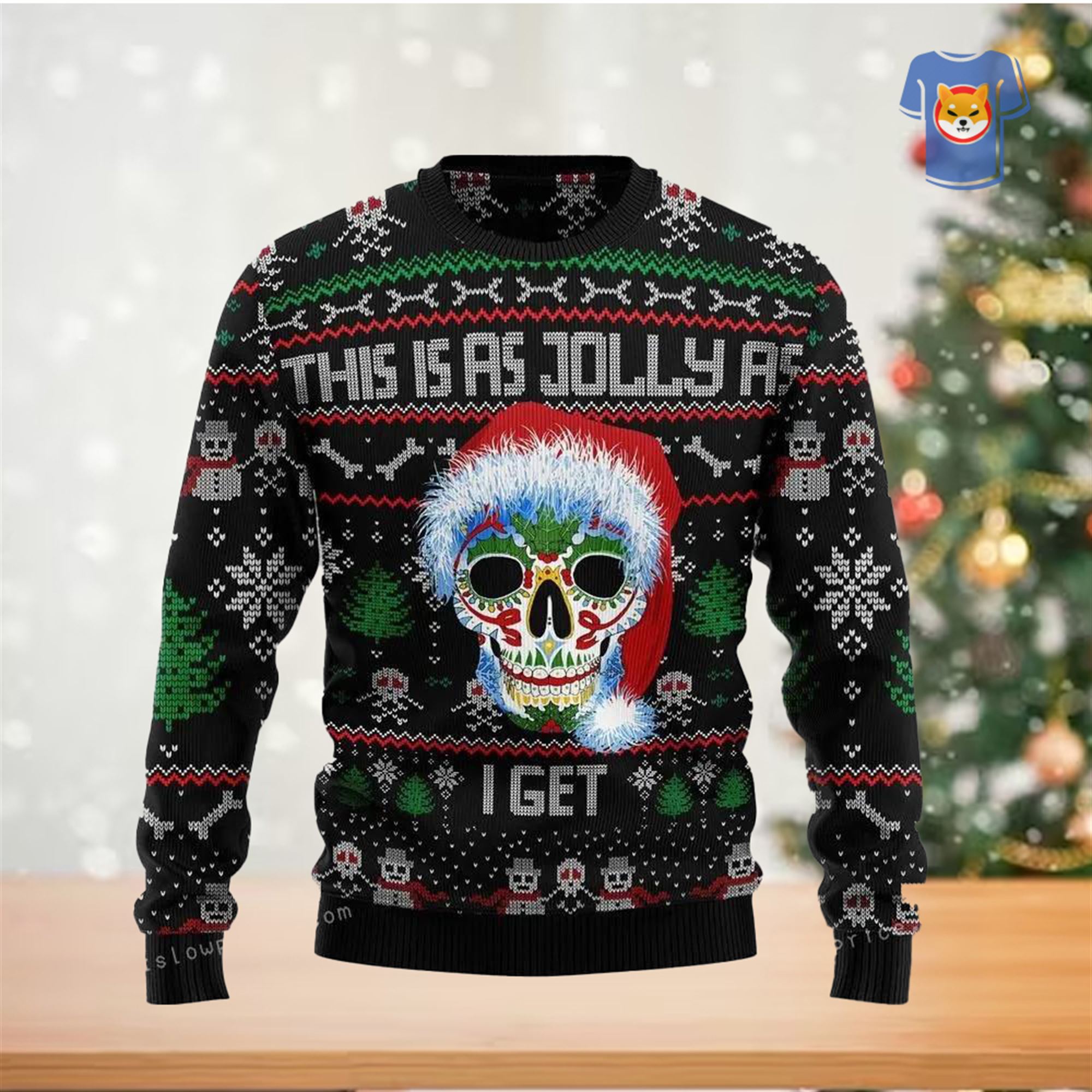 Sugar Skull Christmas Ugly Christmas Sweater Mens 