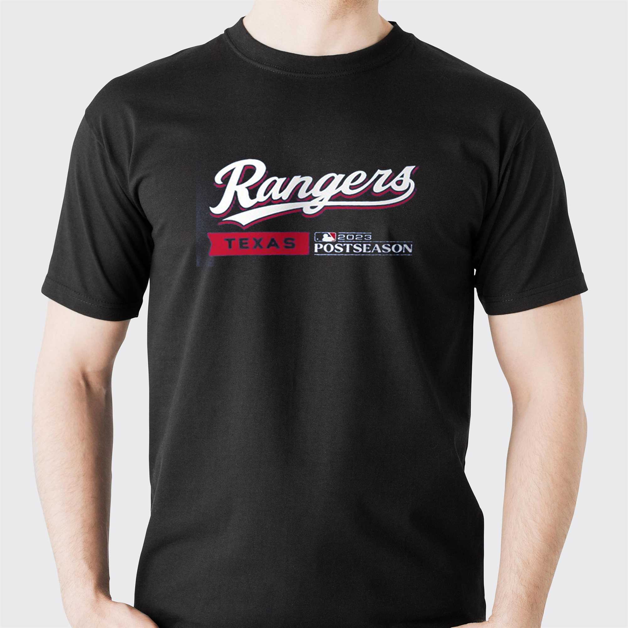 Official texas Rangers 2023 Postseason Collection Dugout T-Shirt