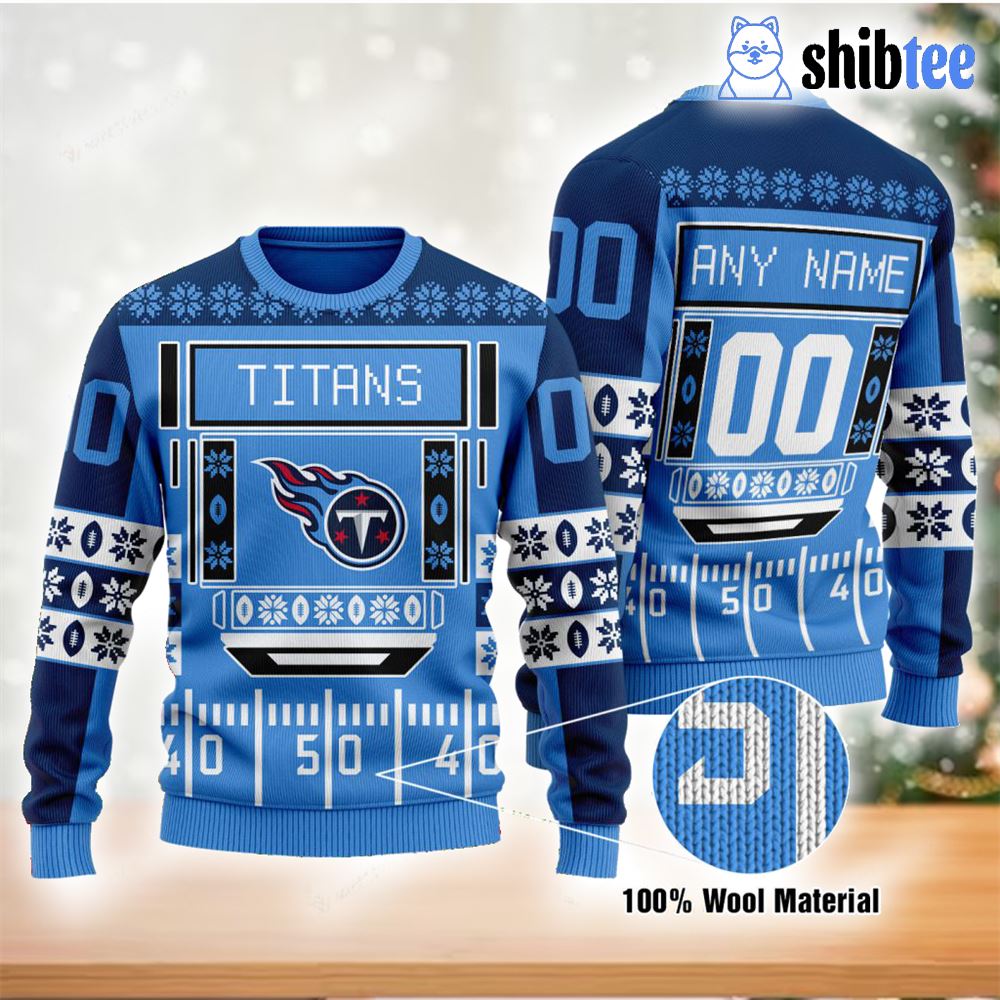 Titans Nfl Custom Name Number Ugly Christmas Sweater - Shibtee Clothing