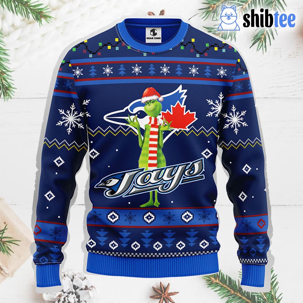 Toronto Blue Jays Funny Grinch Christmas Ugly Sweater - Shibtee Clothing