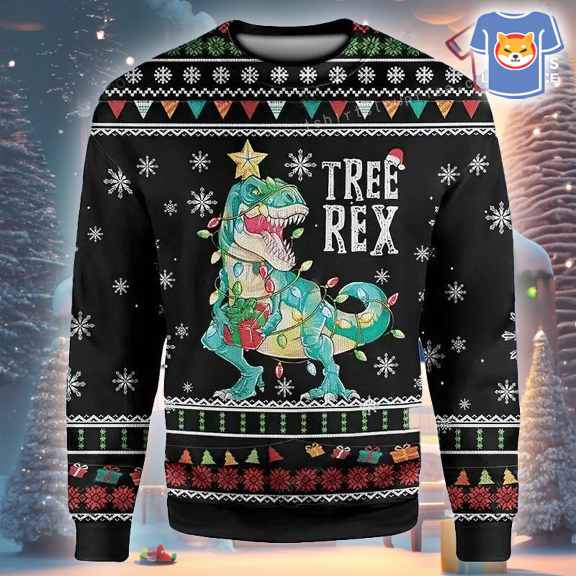 Tree Rex Xmas Dinosaur Dinosat Sweater Ugly Christmas Sweater Mens 