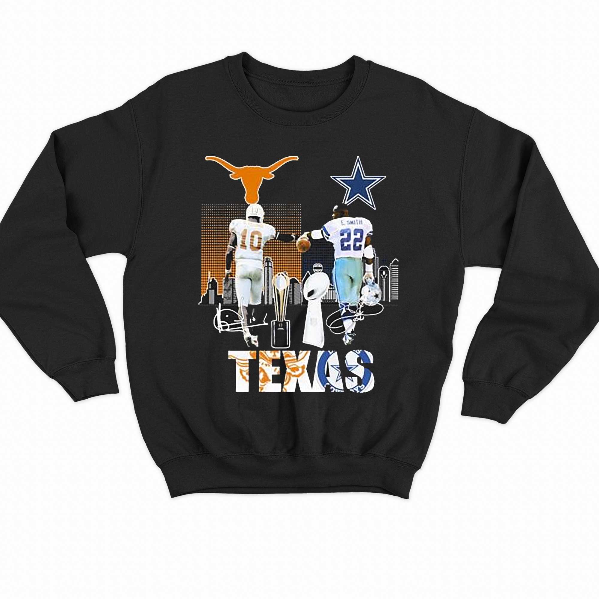 Vince Young And Emmitt Smith Texas City Champions Skyline Signatures Shirt  - Shibtee Clothing