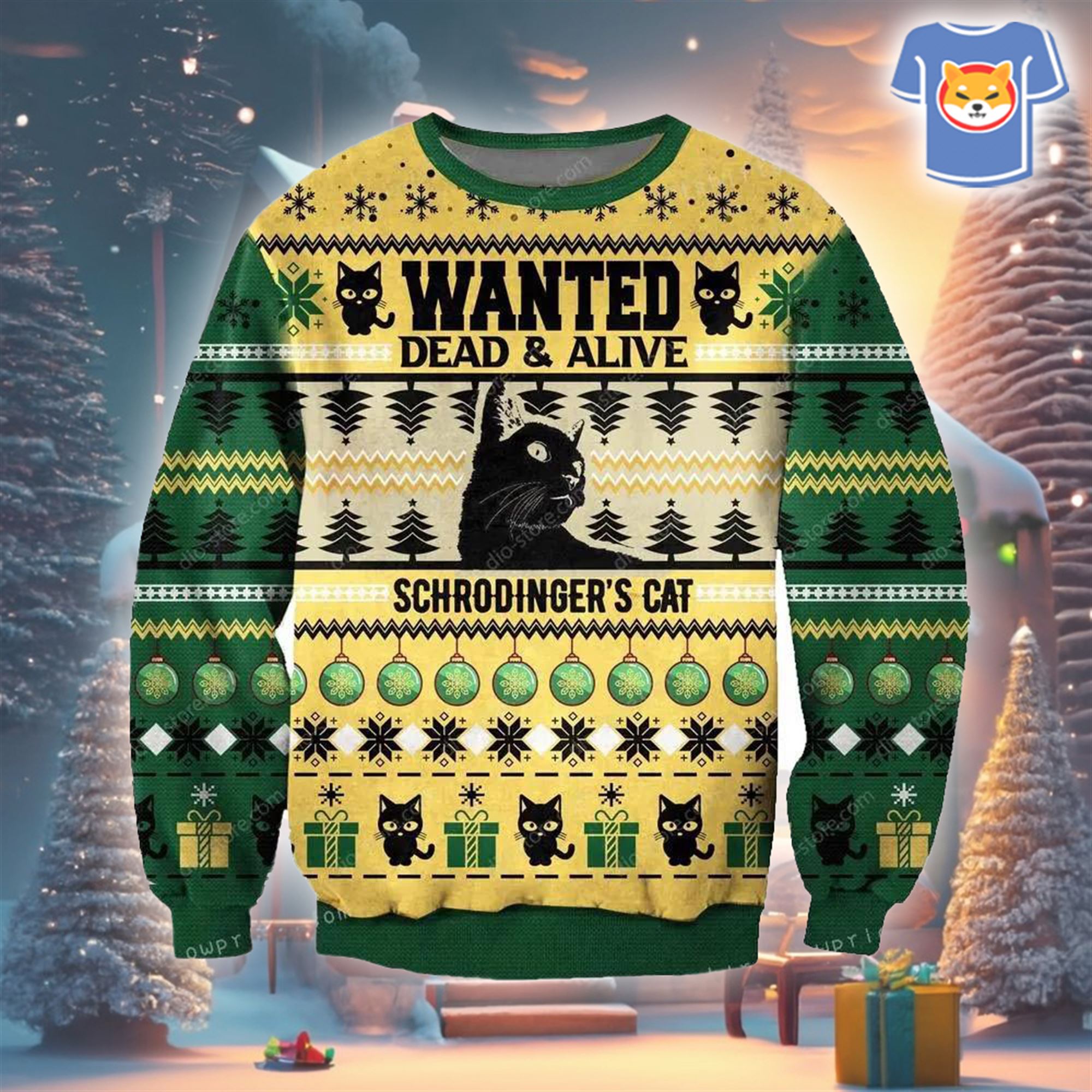 Wanted Dead Alive Schrodingers Cat For Womens Ugly Sweater 