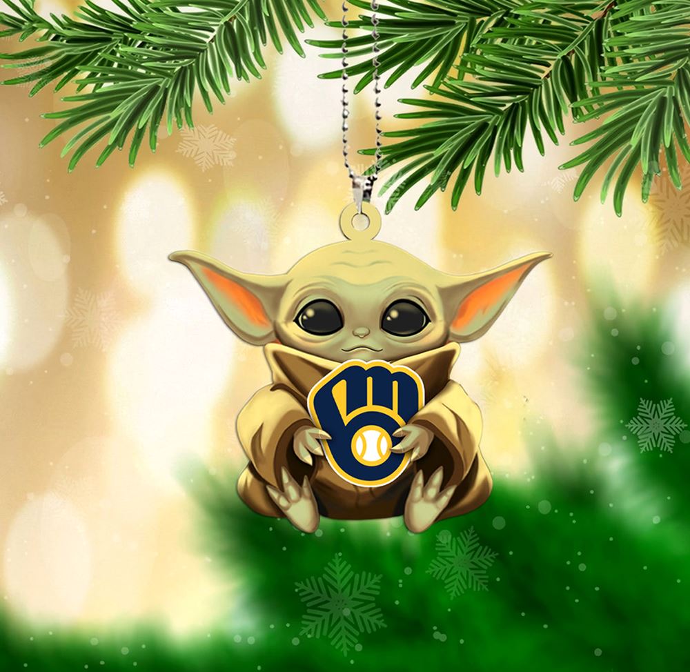 Milwaukee Brewers Baby Yoda Star Wars Ugly Christmas Sweater Pattern 3D  Hawaiian Shirt Christmas Gift