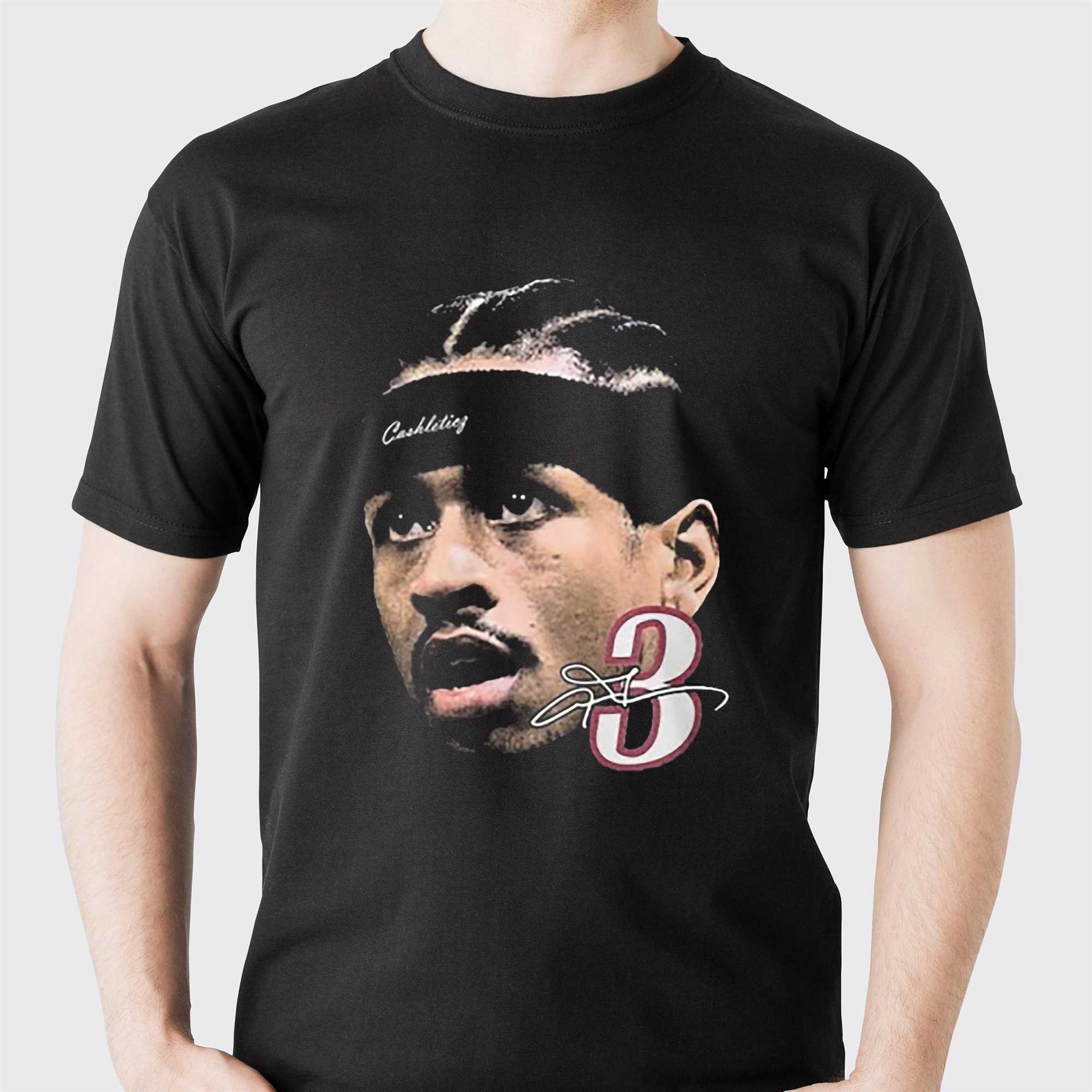 Vintage Wash Iverson T-shirt, Basketball Player Heavy Cotton Shirt