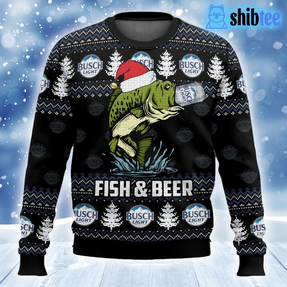 Busch Light Fish Ugly Christmas Sweater - Shibtee Clothing