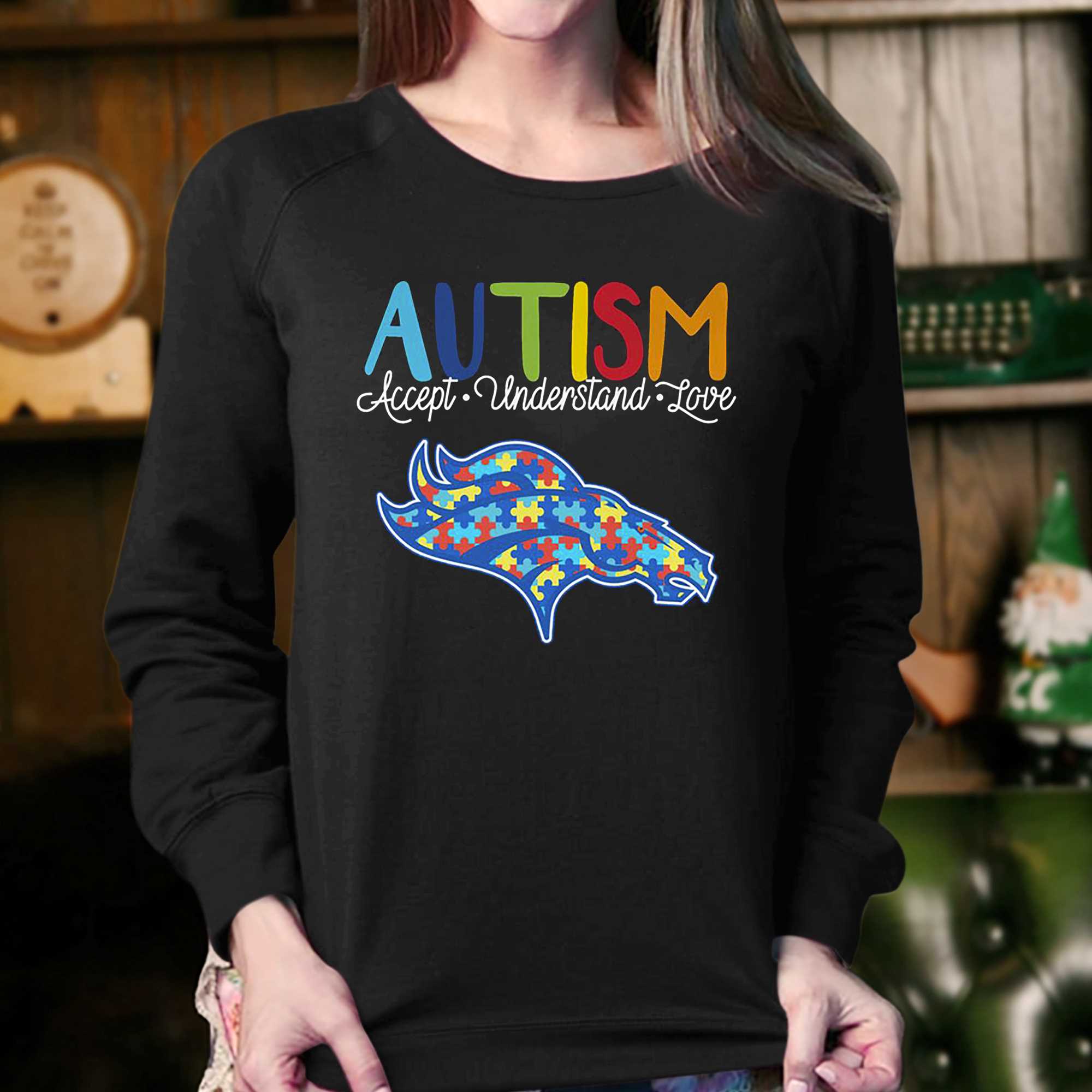 Denver Broncos Autism Awareness Accept Understand Love Shirt - Zerelam