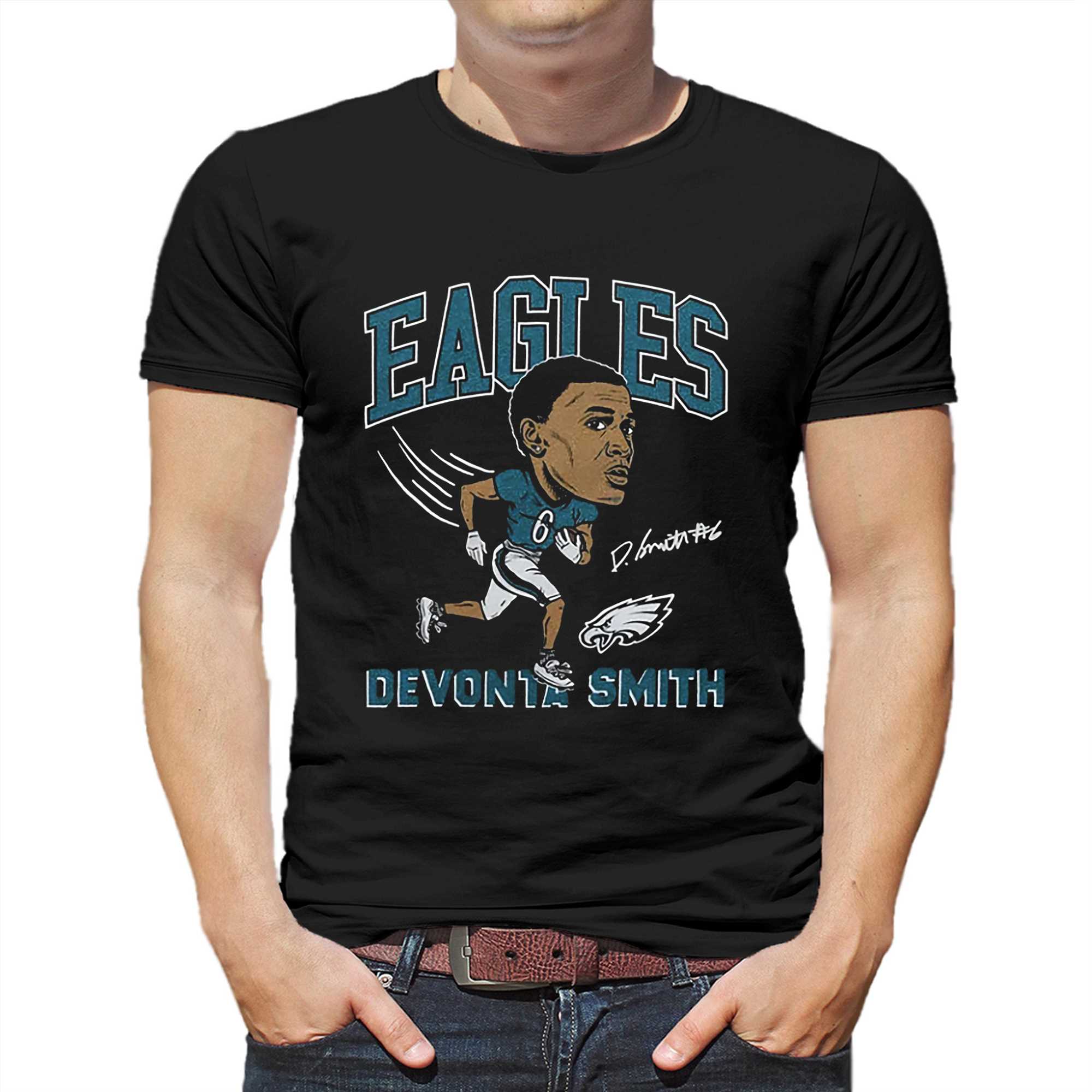 DeVonta Smith Philadelphia Eagles Men's Green Name & Number Logo T-Shirt 