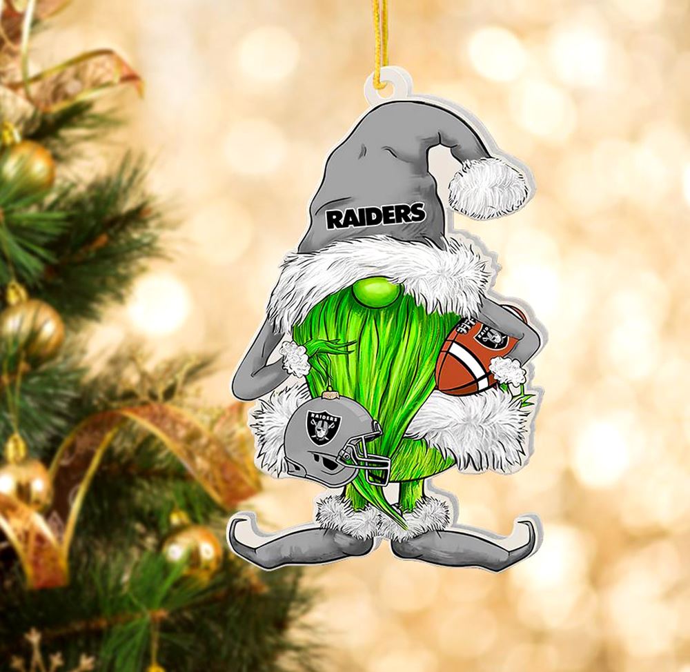 Merry Christmas Las Vegas Raiders NFL Santa And Reindeer Ornaments