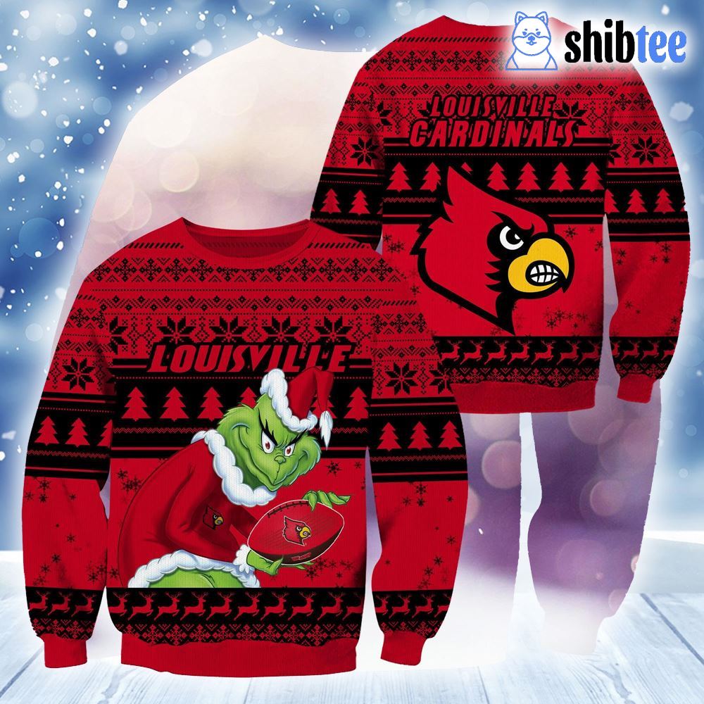 Ncaa Louisville Cardinals Grinch Christmas Ugly Sweater - Shibtee Clothing