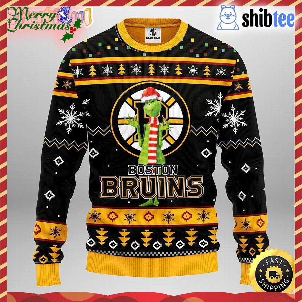 Christmas Gift NHL Boston Bruins Cute 12 Grinch Face Xmas Day Men