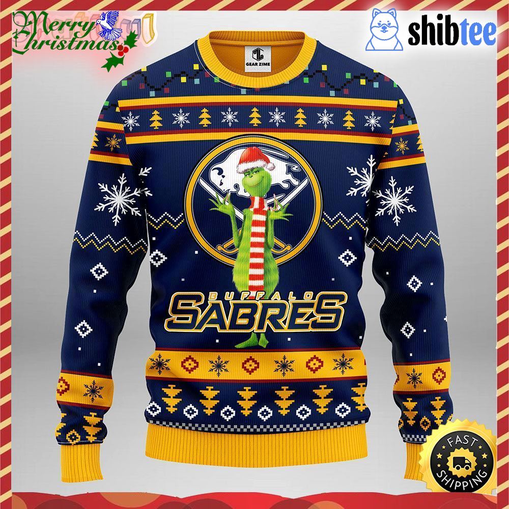 NHL Buffalo Sabres Funny Grinch Christmas Ugly 3D Sweater For Men And Women  Gift Ugly Christmas - Banantees