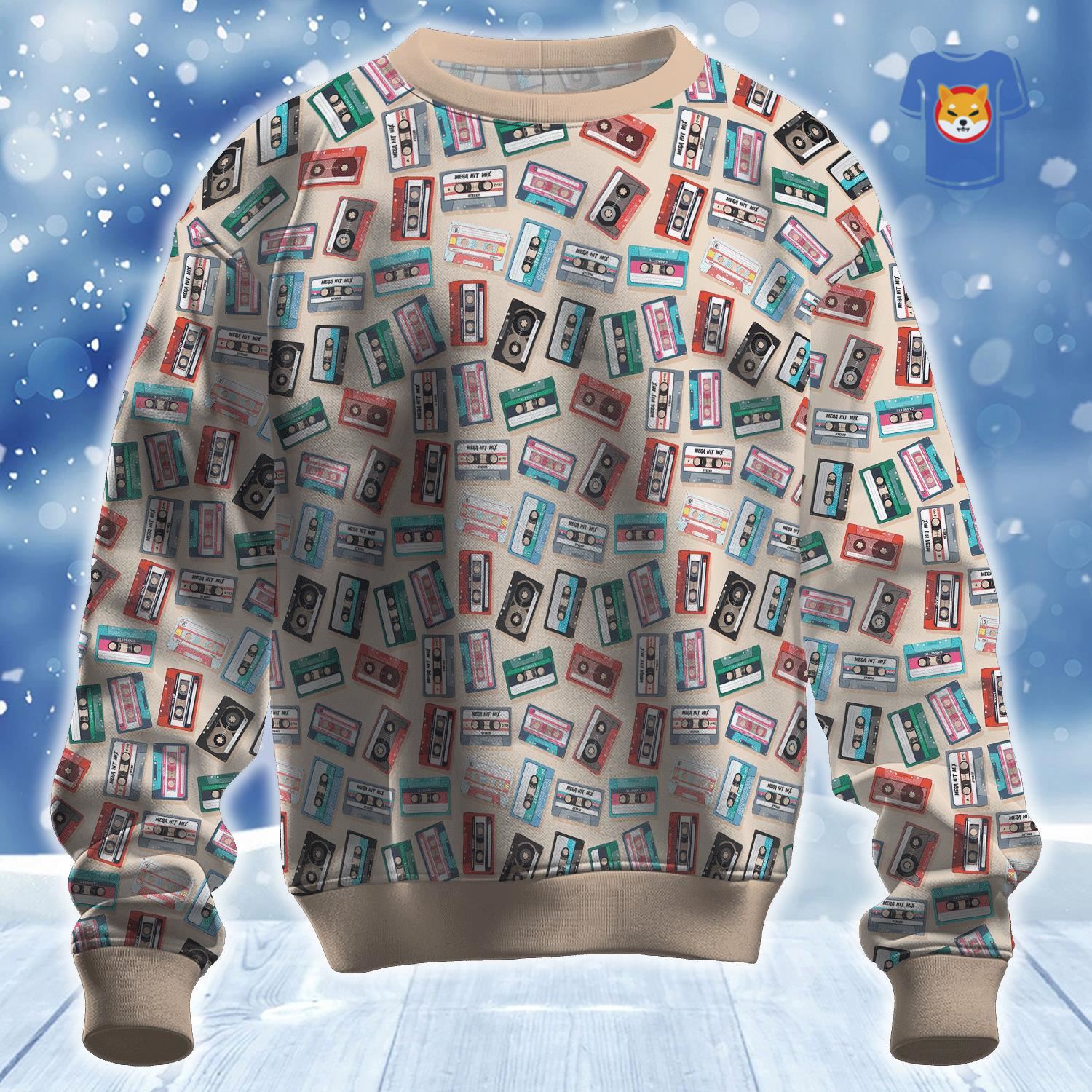 Cassette Tapes Ugly Christmas Sweater 