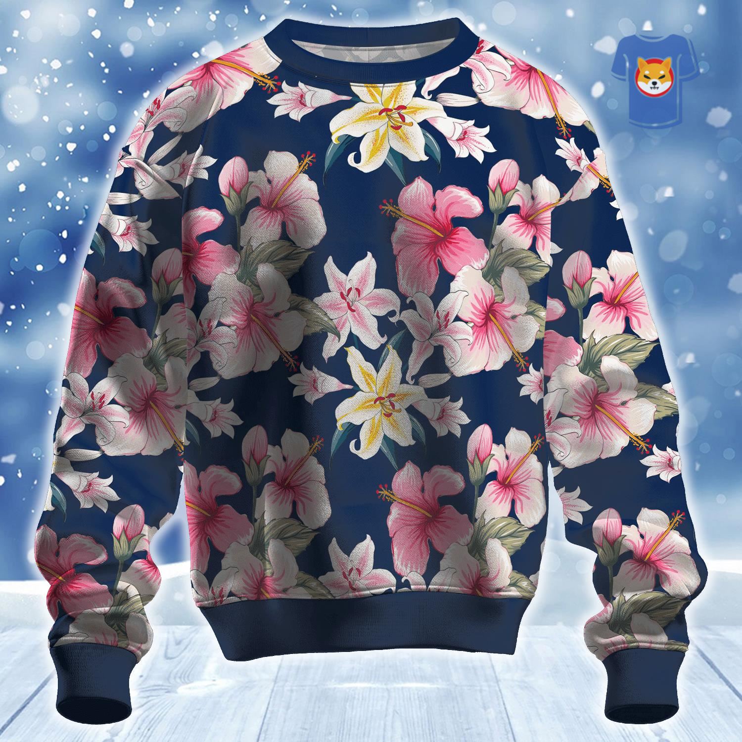 Hibiscus Lilly Ugly Christmas Sweater 