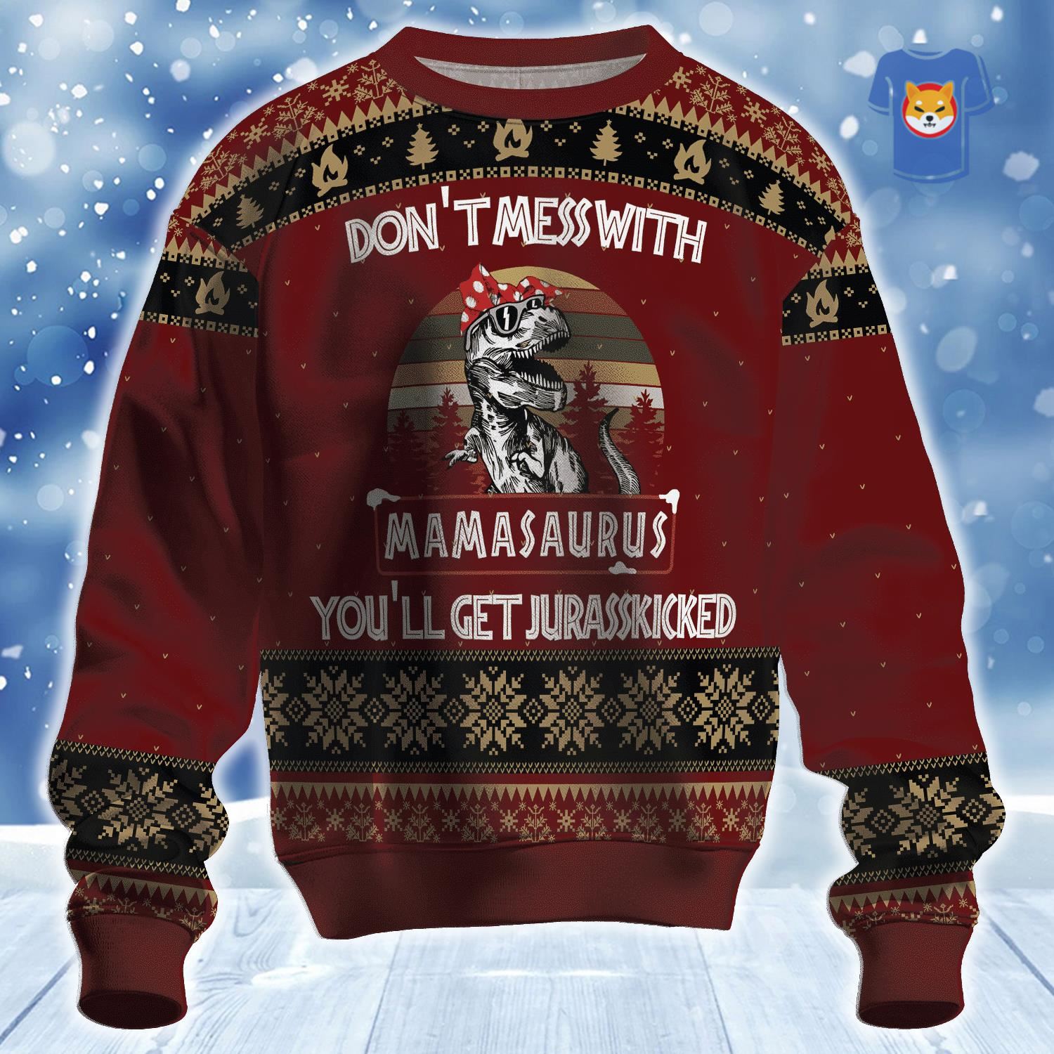 Mamasaurus Ugly Christmas Sweater 