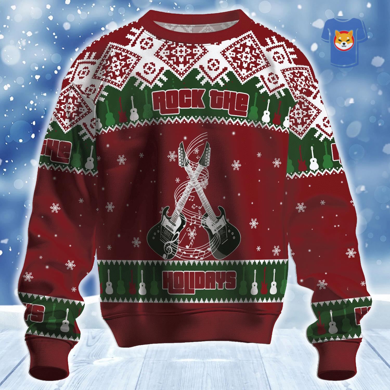 Rock The Holidays Ugly Christmas Sweater 