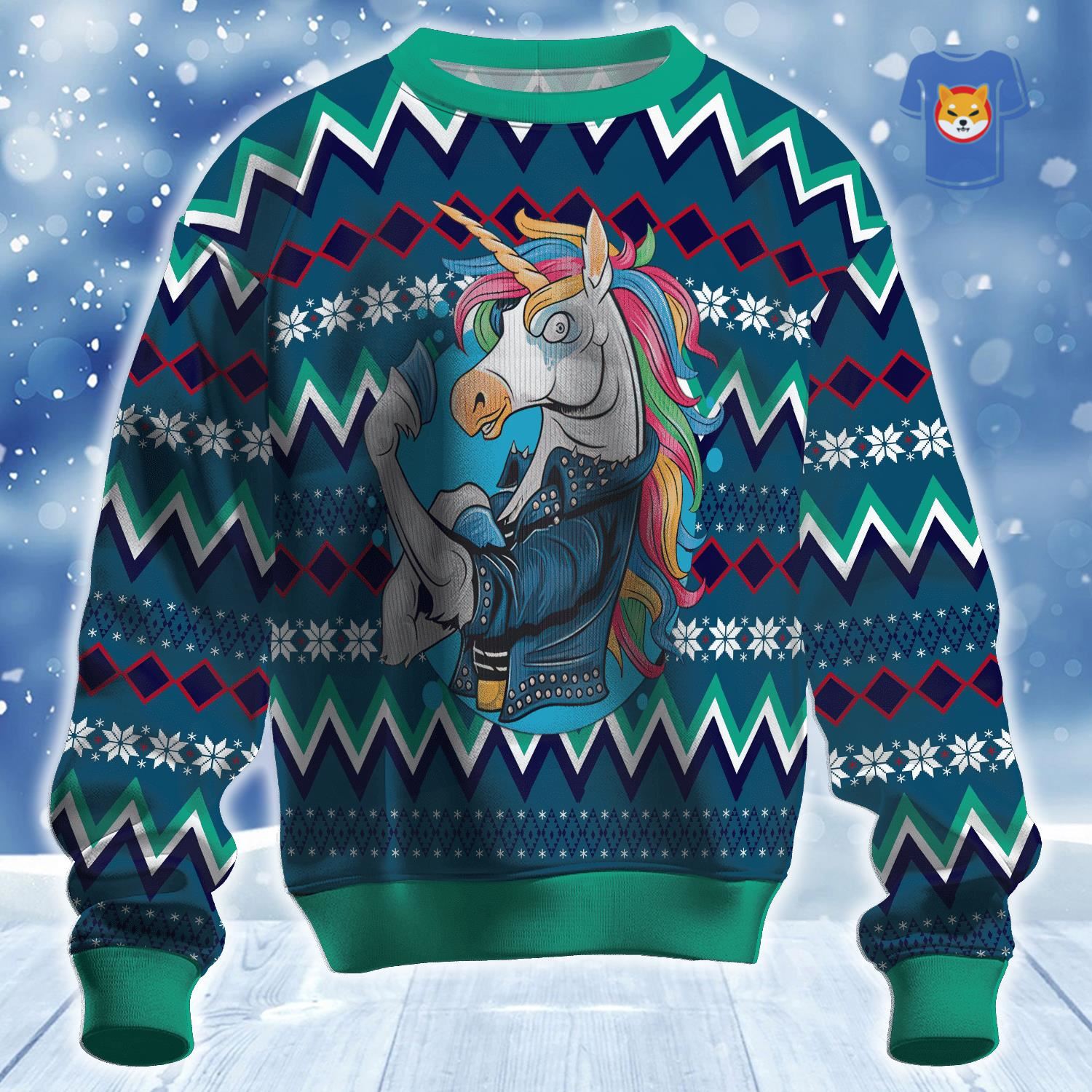 Unicorn Muscles Ugly Christmas Sweater 