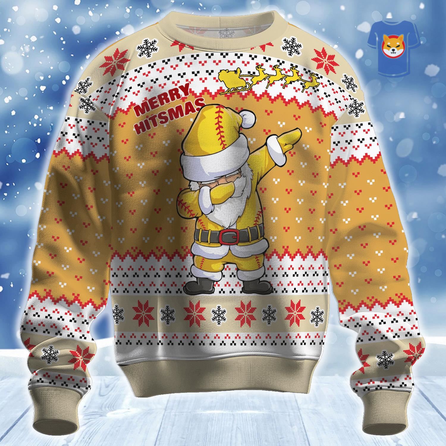 Yellow Awesome Santa Ugly Christmas Sweater 