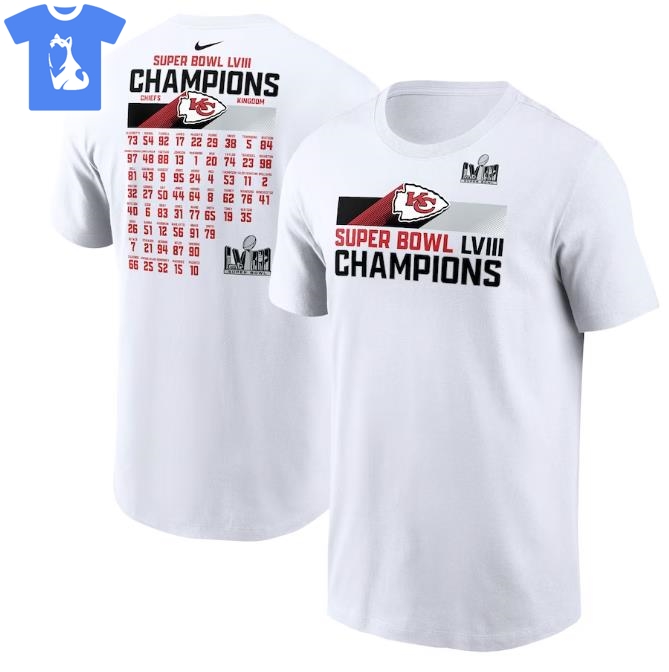 Kansas City Chiefs Nike Super Bowl Lviii Champions Roster T-shirt 