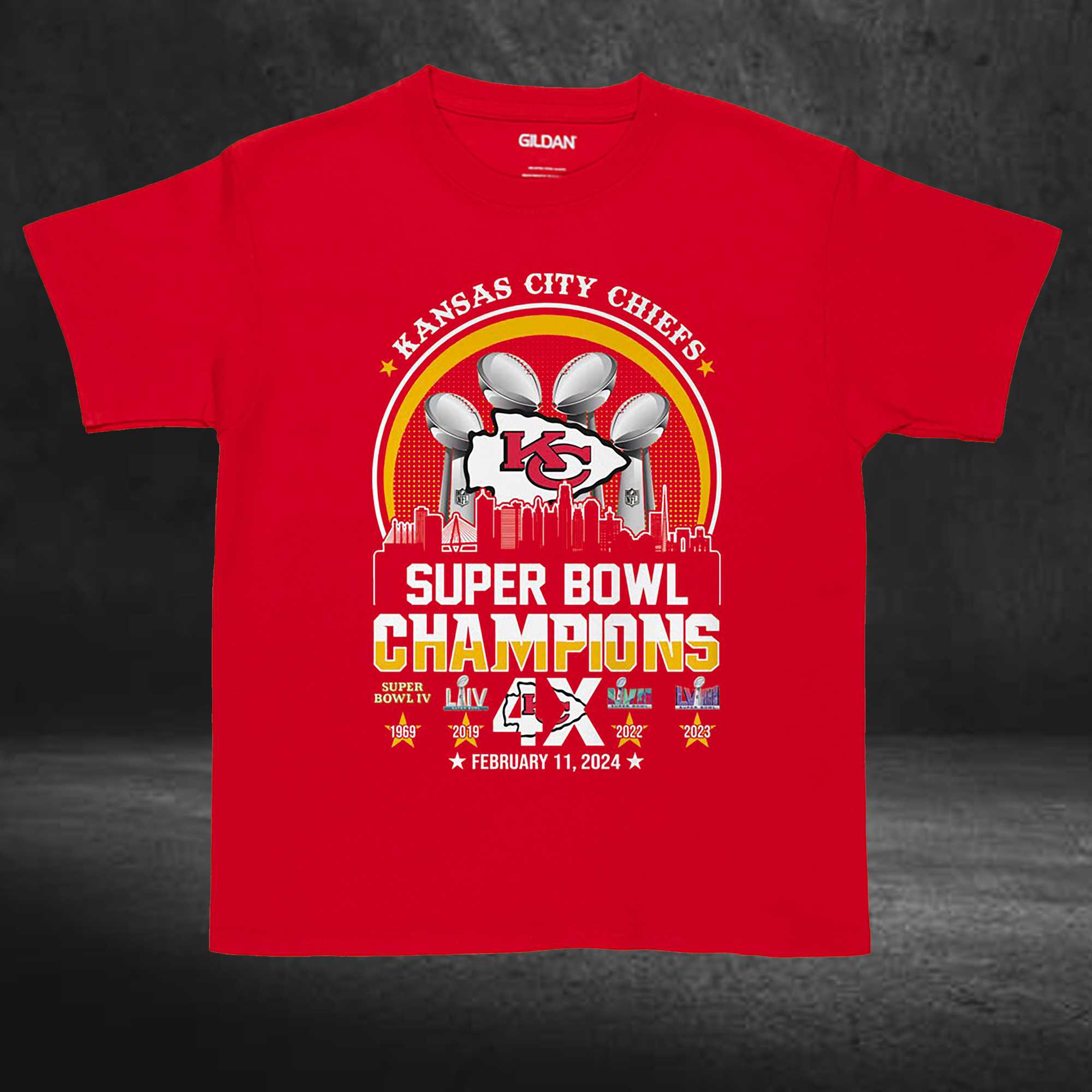 Kansas City Chiefs Super Bowl Champions 4x February 11 2024 T-shirt 