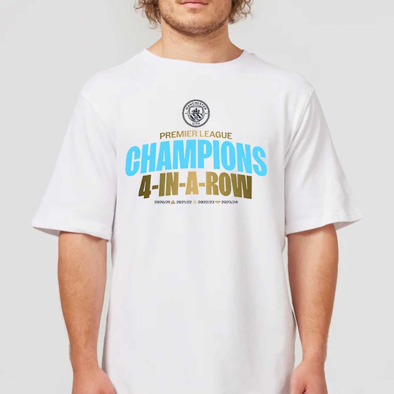 Manchester City 1863fc Four Time Consecutive Premier League Champions Lockup T Shirt
