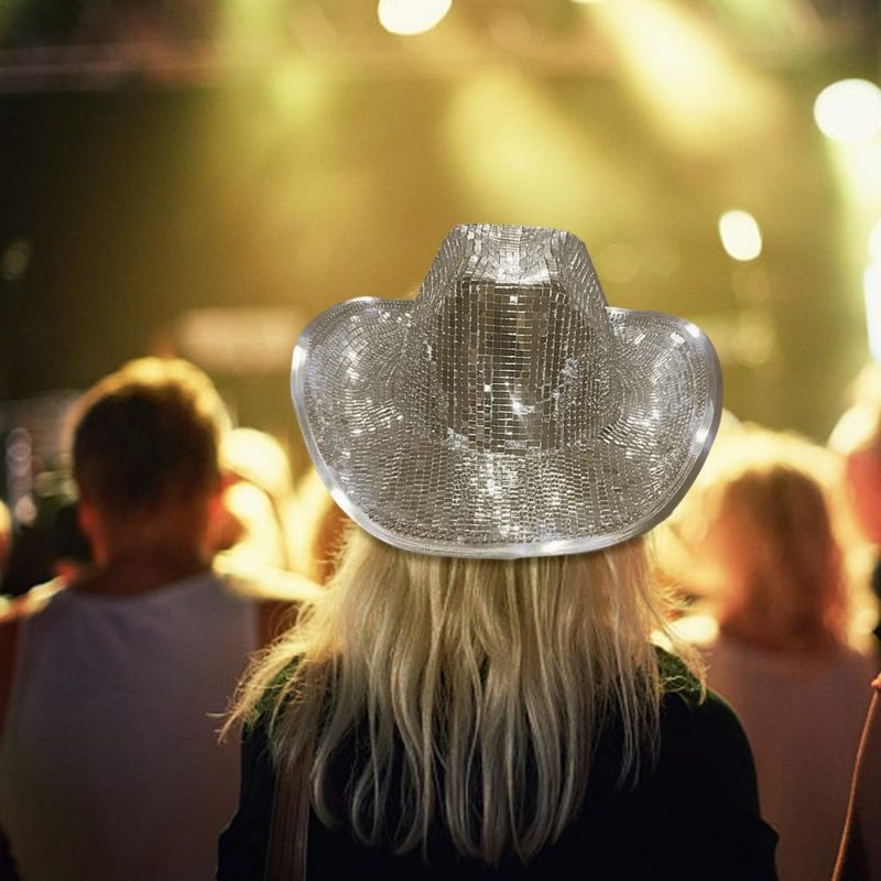 Disco Cowboy Hat Glitter Mirror Stunning Disco Ball Hats For DJ Glitter Sequins Cowboy Hat Cap 1