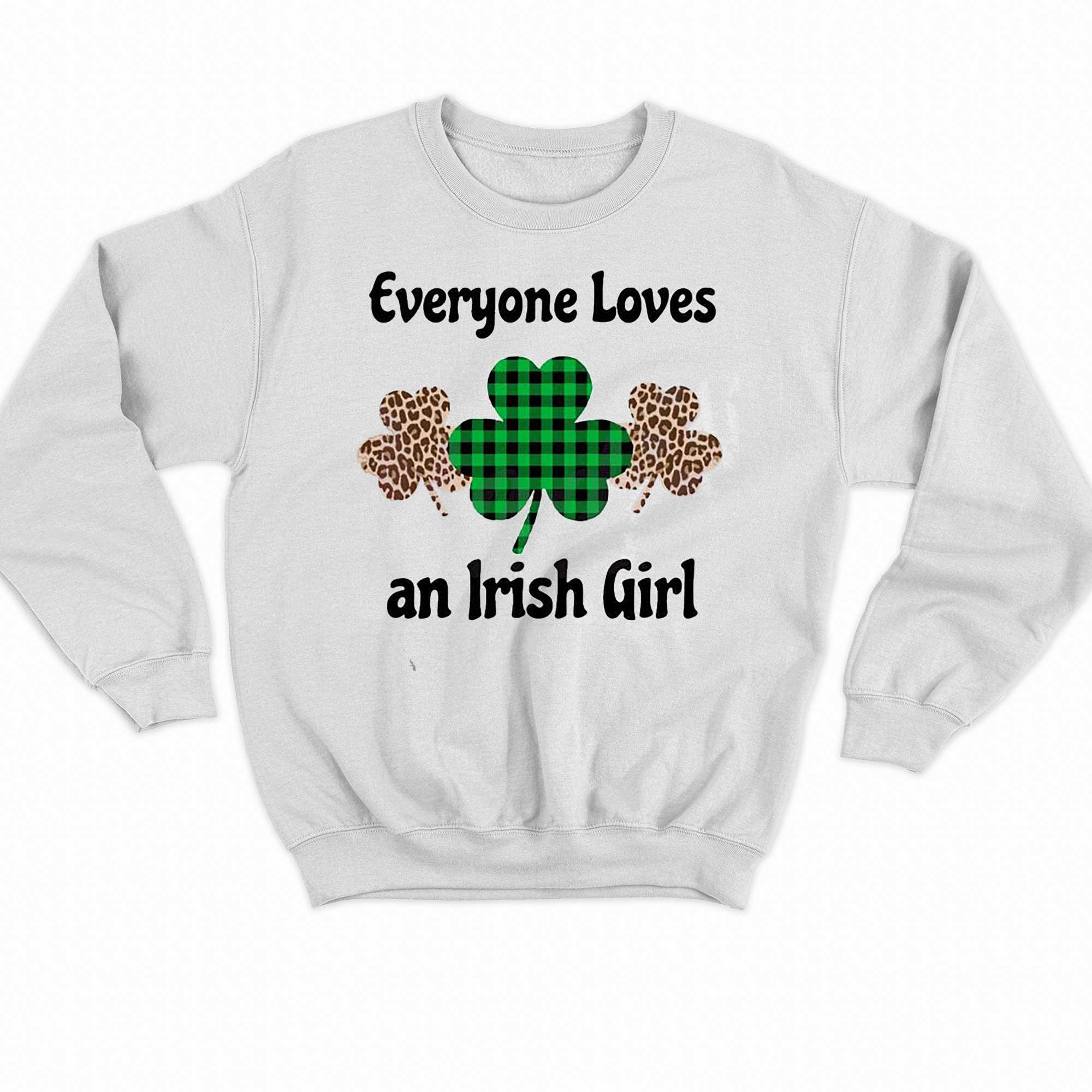 Everyone Loves An Irish Girl Leopard Shamrocks Shirt 