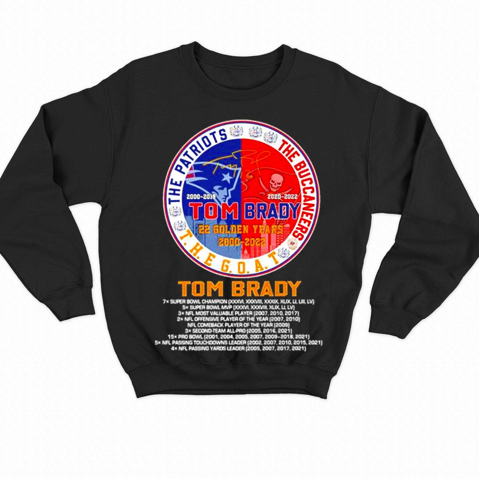 Tom Brady The Goat The Patriots The Buccaneers 2000 2023 Shirt 