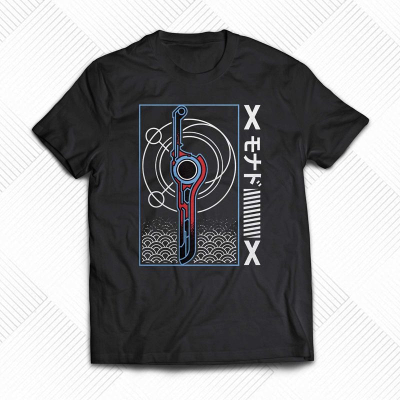 xenoblade japanese style blade weapon t shirt 1 1