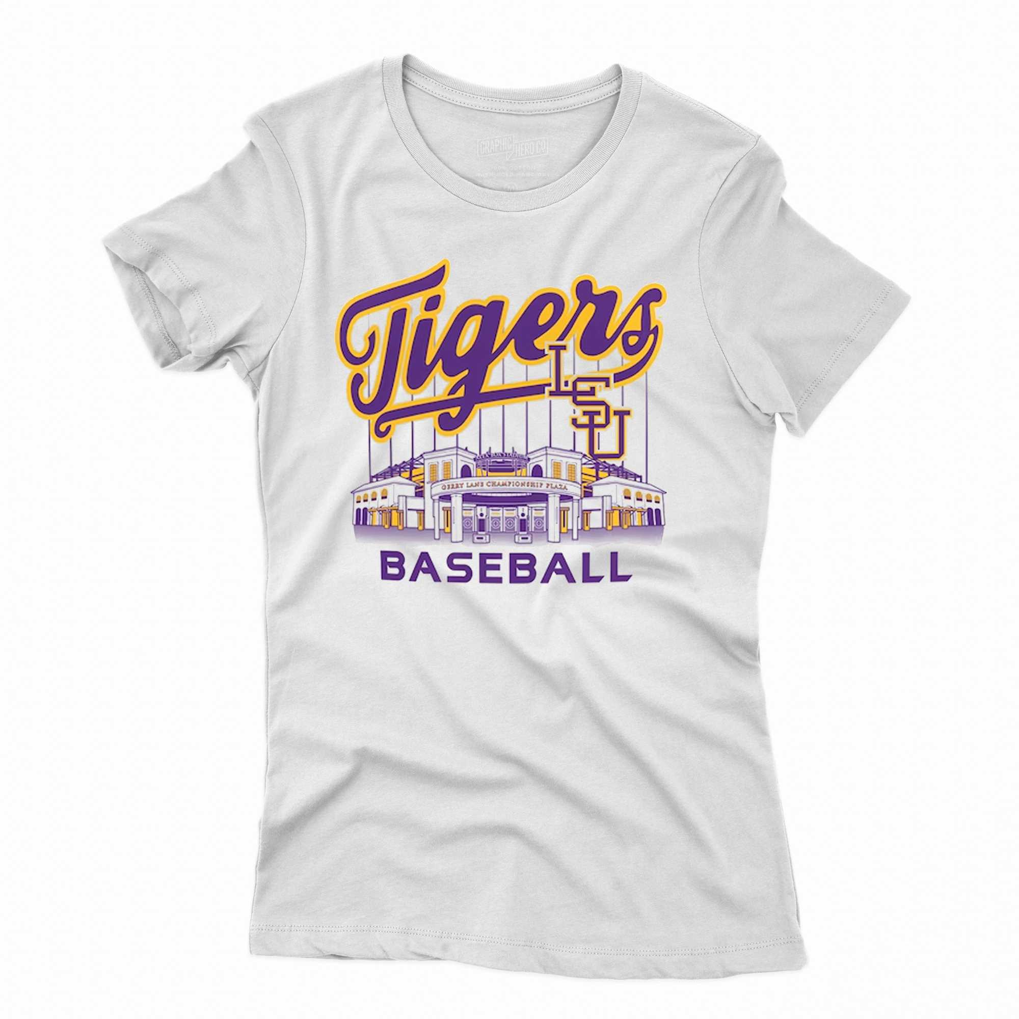 LSU Tigers Alex Box Stadium Baseball T-Shirt White