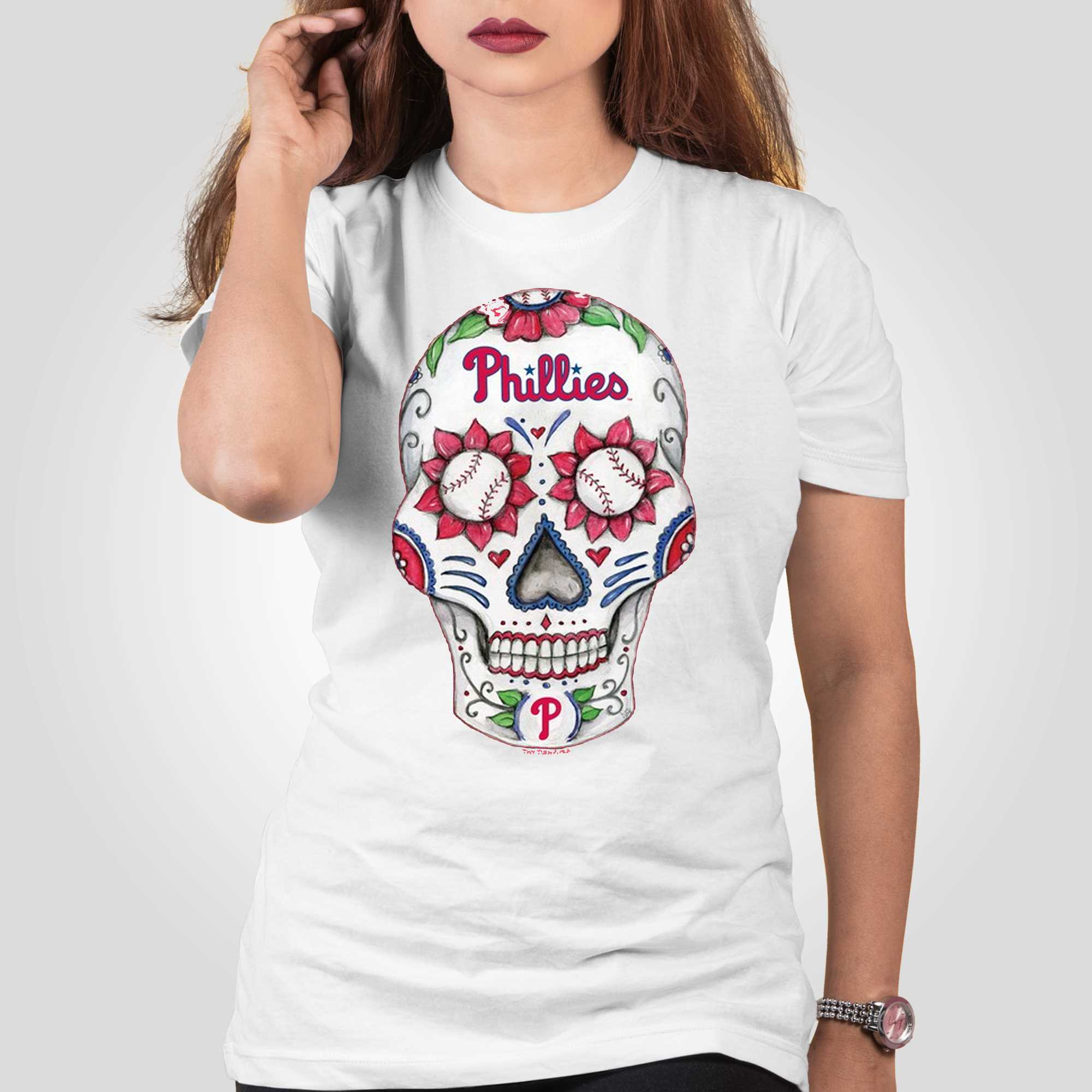 Women's Tiny Turnip White Philadelphia Phillies Mom T-Shirt