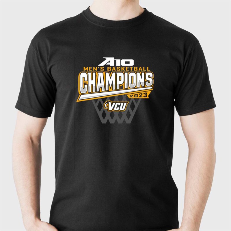 vcu rams 2023 atlantic 10 mens basketball conference tournament champions locker room t shirt 1 1