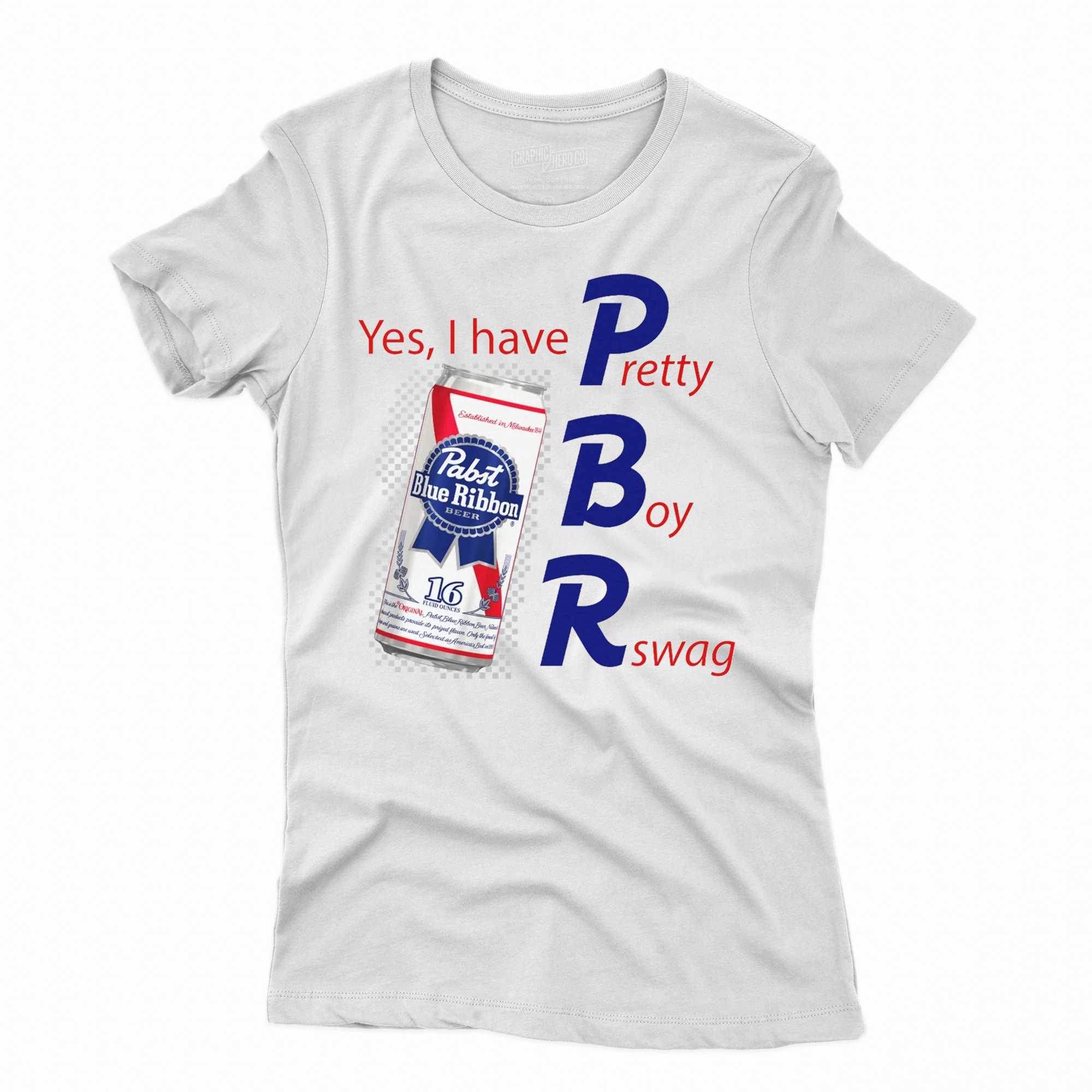 Pabst Blue Ribbon Beer Logo and Sleeve Print Long Sleeve Shirt-Large
