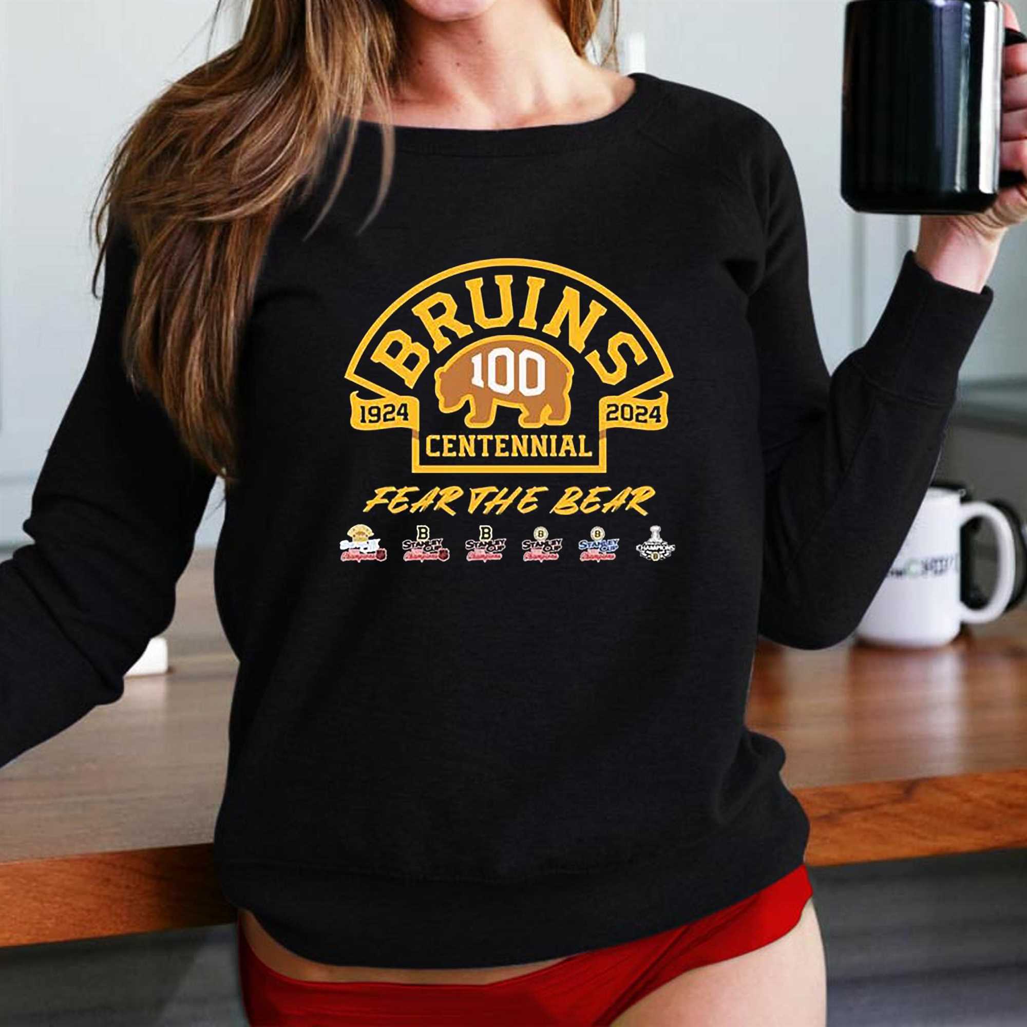 Boston Bruins Logo Team 100th Season Hockey 2024 T Shirt Gift For Fans  EE1022