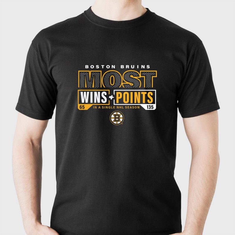 boston bruins fanatics branded most ever nhl wins points t shirt 1 3