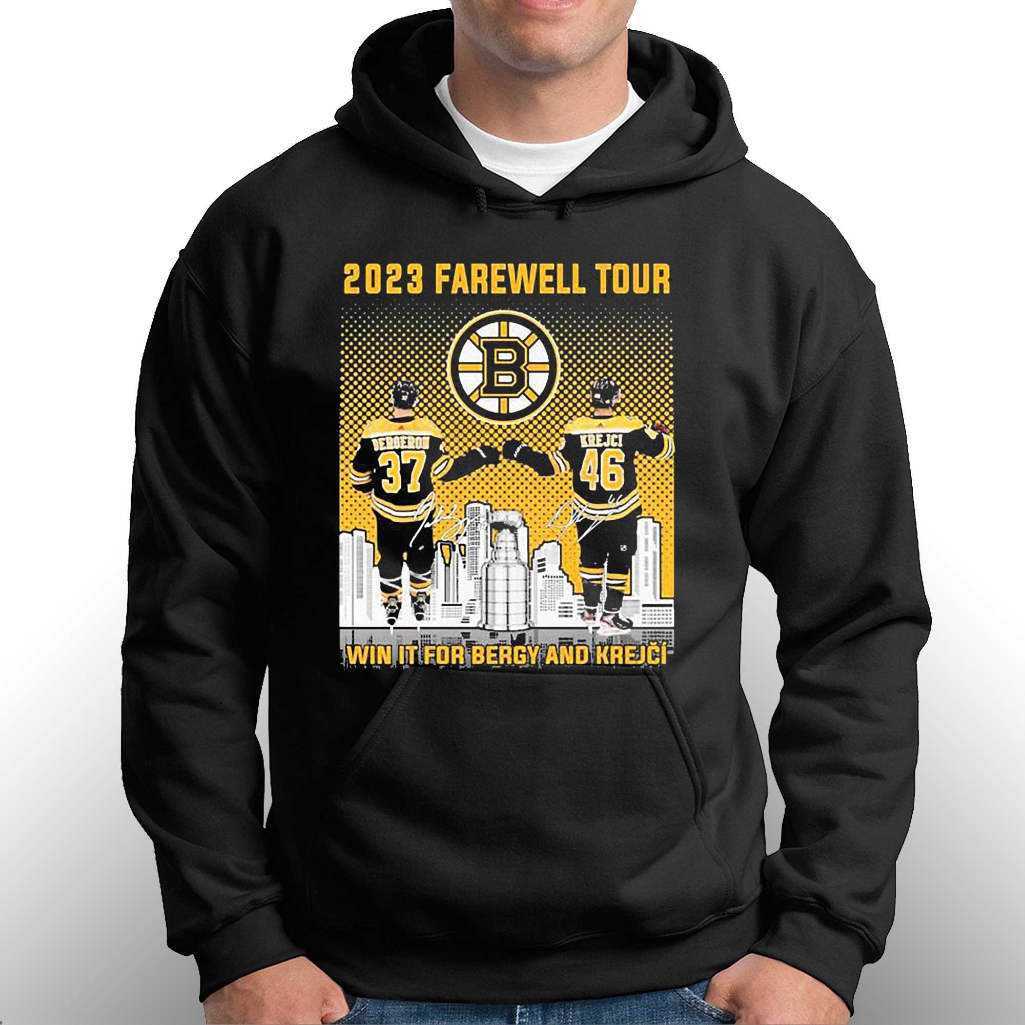 Boston Bruins Patrice Bergeron And David Krejci 2023 Farewell Tour  Signatures Shirt
