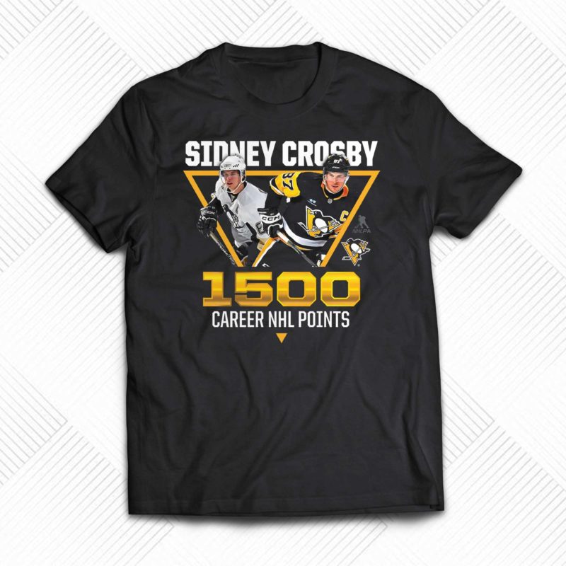 sidney crosby pittsburgh penguins fanatics branded 1500 career points t shirt 1 1