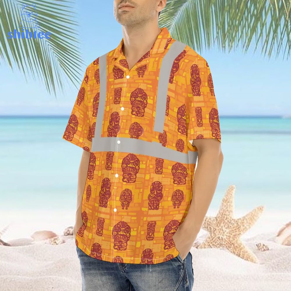 Tiki Vintage Orange Hi Vis Hawaiian Shirt