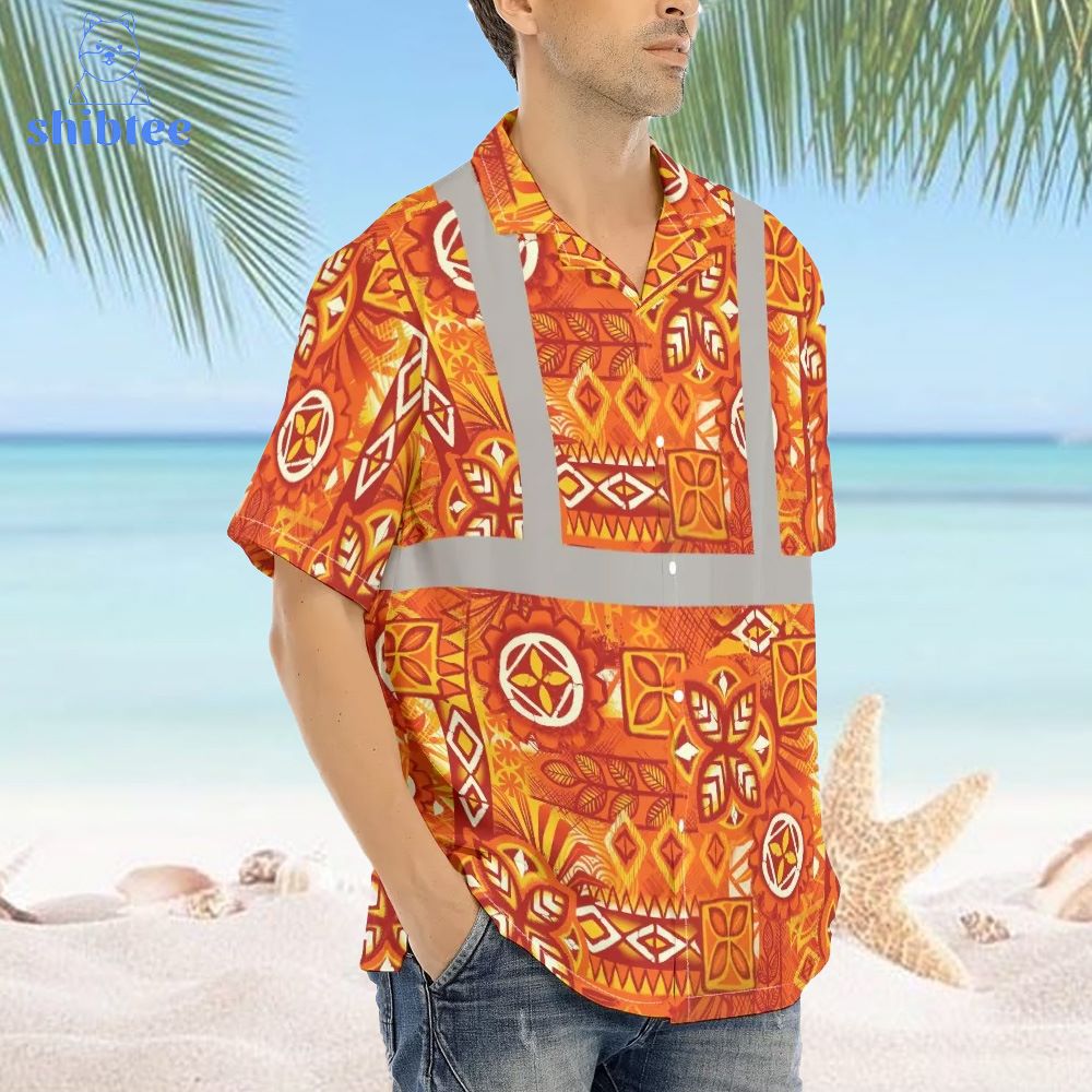 Vintage Orange Hi Vis Aloha Shirt