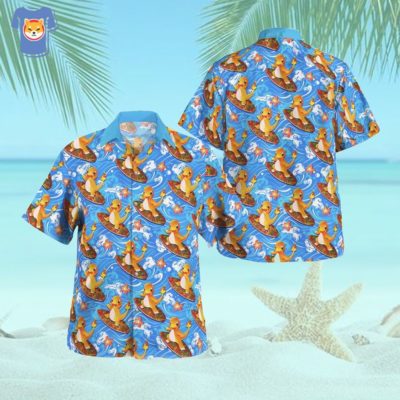 charmander surfing beach pokemon hawaiian shirt 1